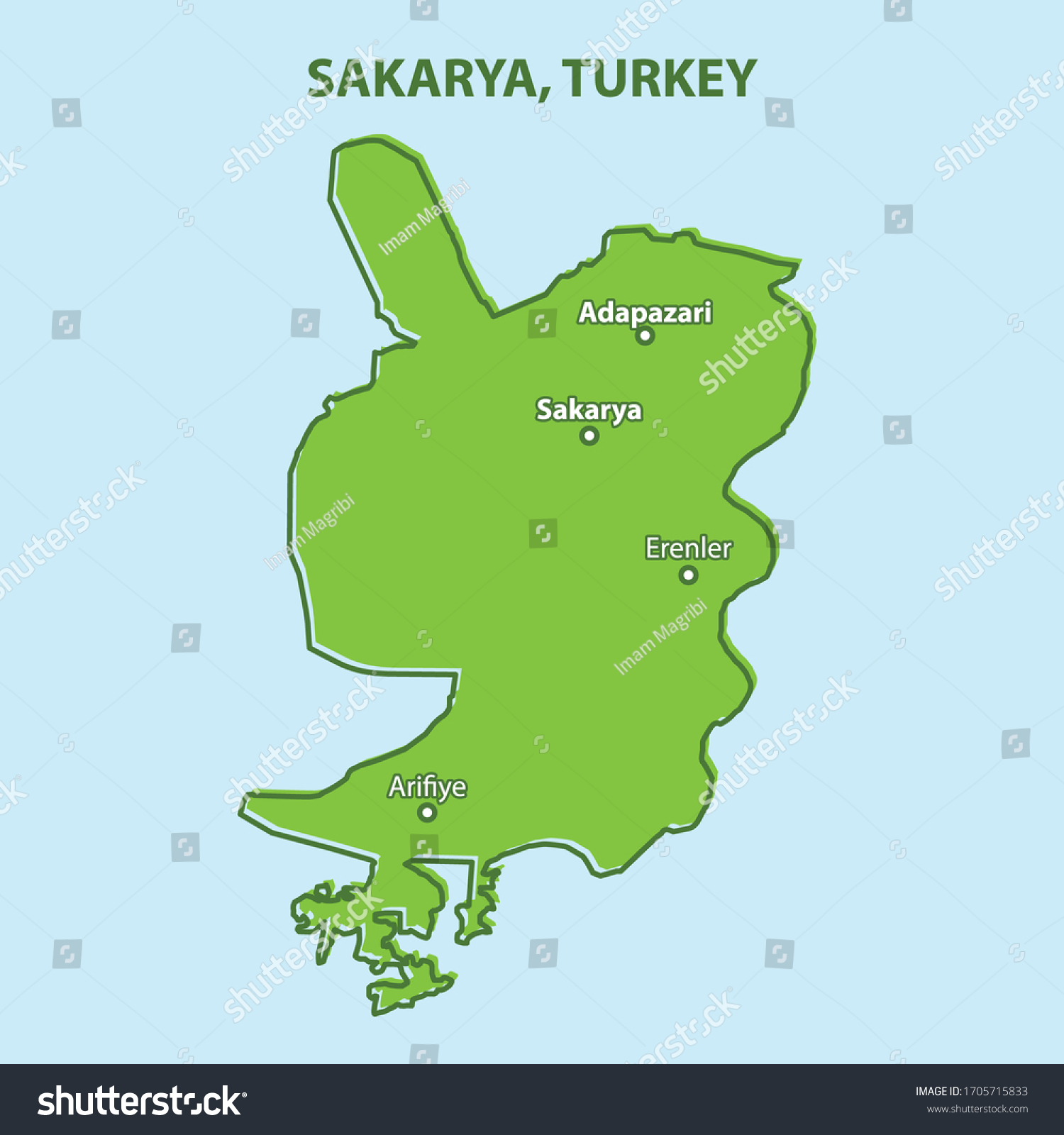 Sakarya Province Map Turkey Country Stock Vector (Royalty Free) 1705715833