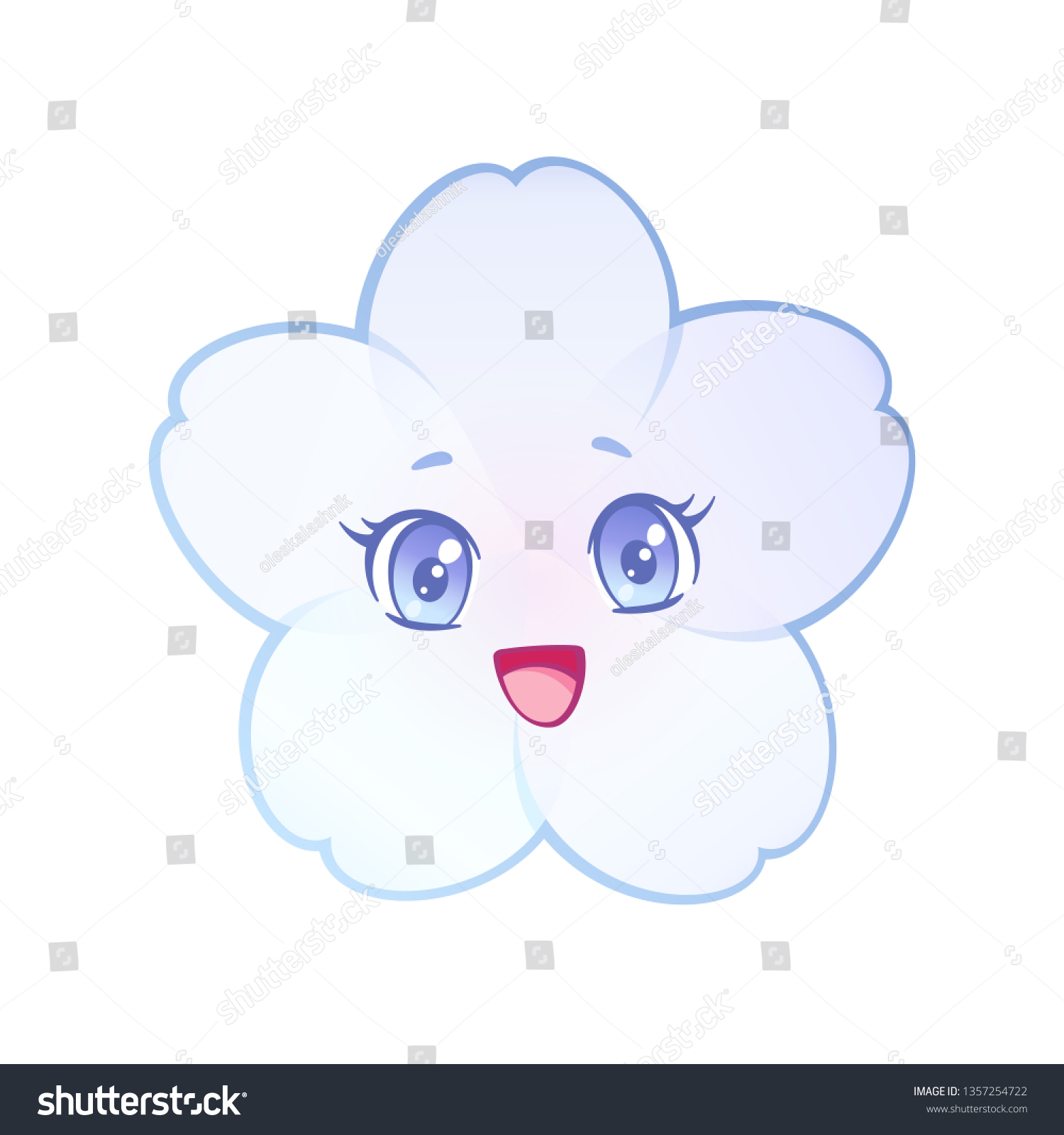 Sakura Blossom Emoji Flower Smiley Sweet Stock Vector Royalty Free