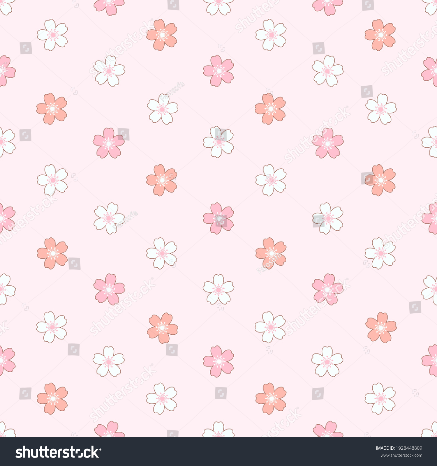 Sakura Flower Seamless Pattern Vector Illustration Stock Vector ...