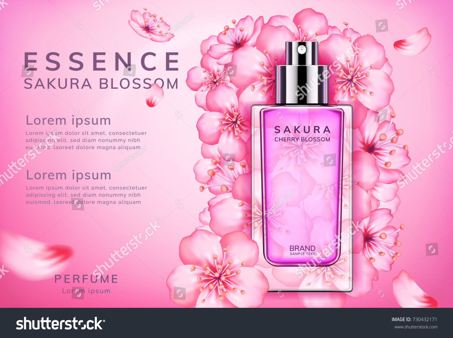 Sakura Perfume Ads Realistic Style Perfume Stock Vector ...