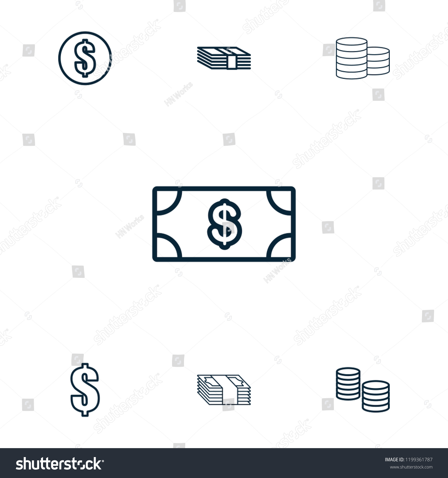 Salary Icon Collection 7 Salary Outline: Vector De Stock (libre De