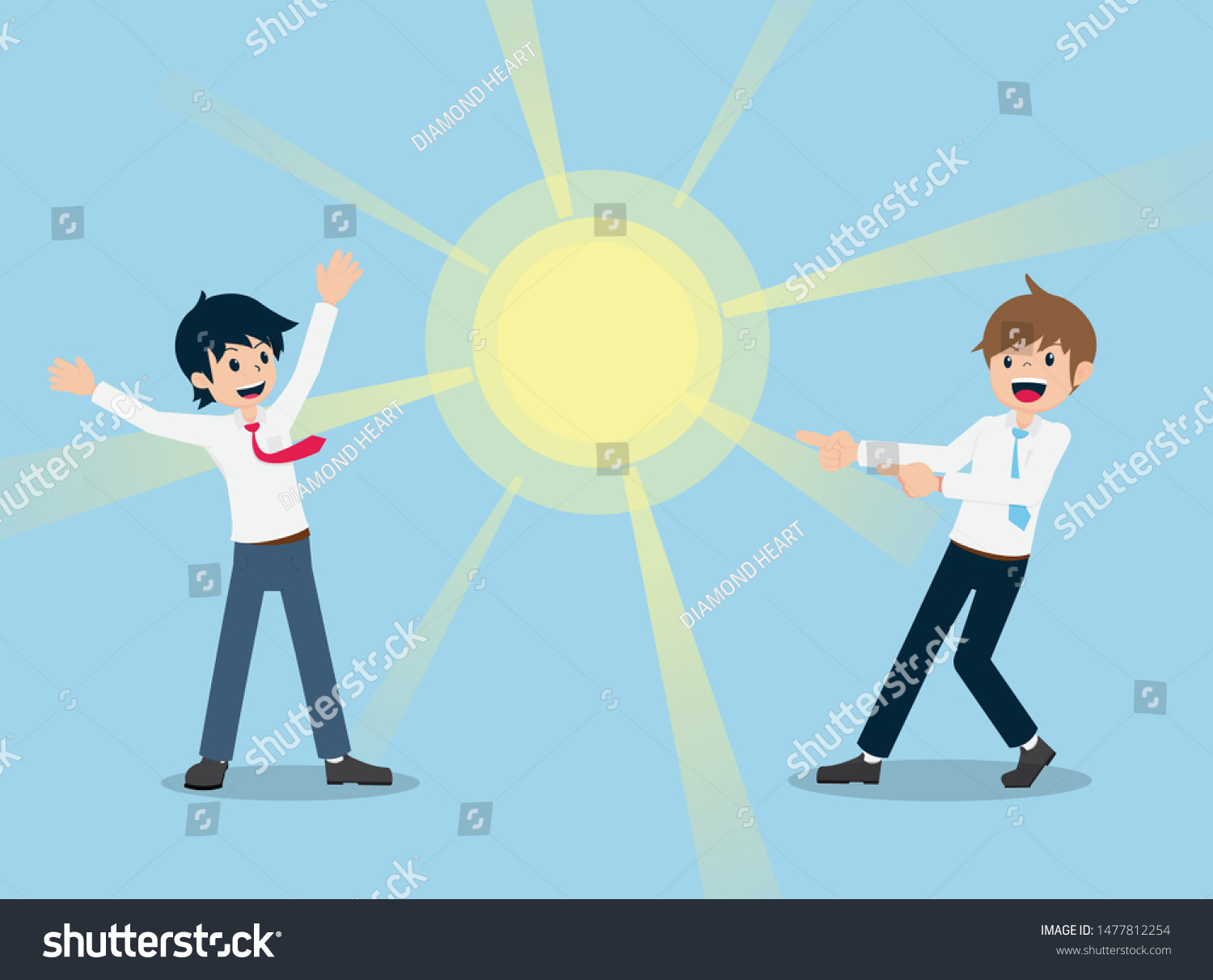 Salary Man Happy See Glowing Ball Stock Vector Royalty Free