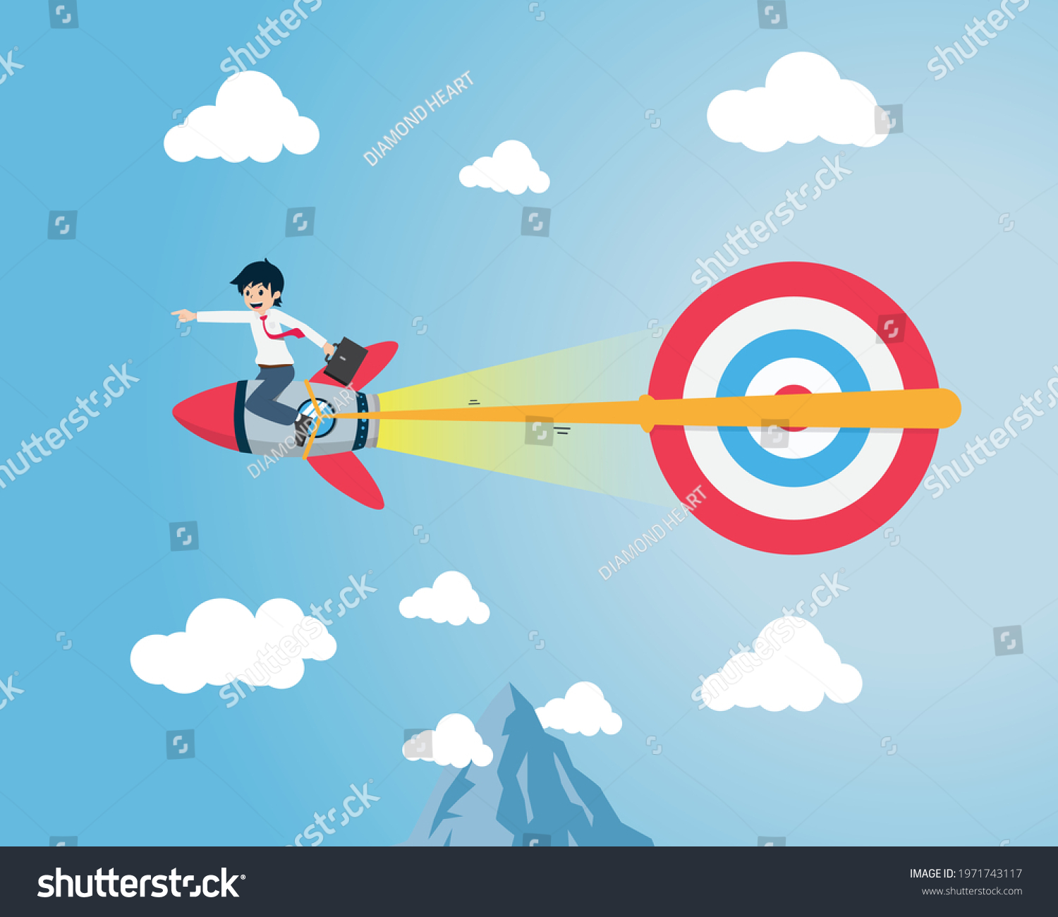 Salary Man Sitting On Rocket Pulling Stock Vector (Royalty Free ...