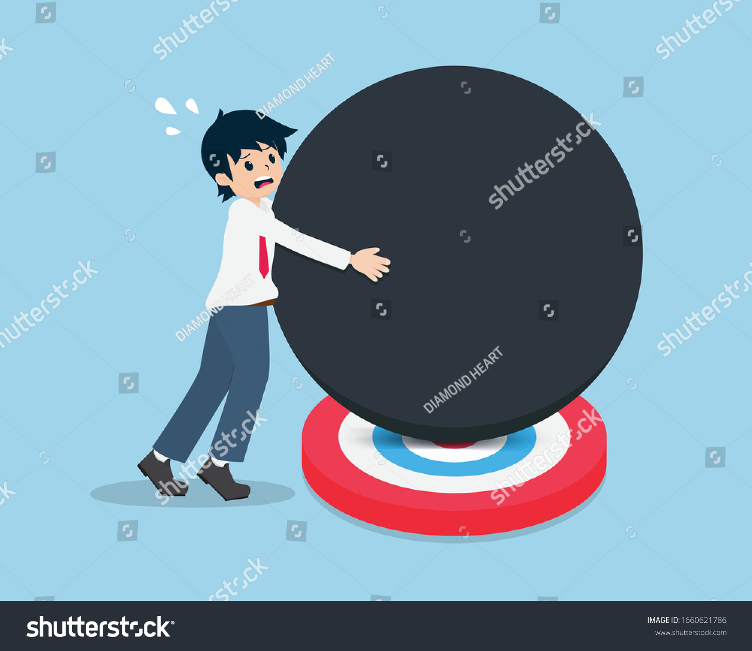 Salary Man Trying Fully Lift Giant Stock Vector Royalty Free