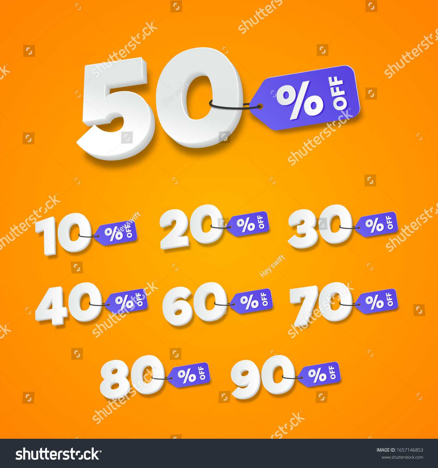 SVG of Sale and discount labels orange. Price off tag icon flat design collection set. 10, 20, 30, 40, 50, 60, 70, 80, 90 percent sale. Vector illustration. svg
