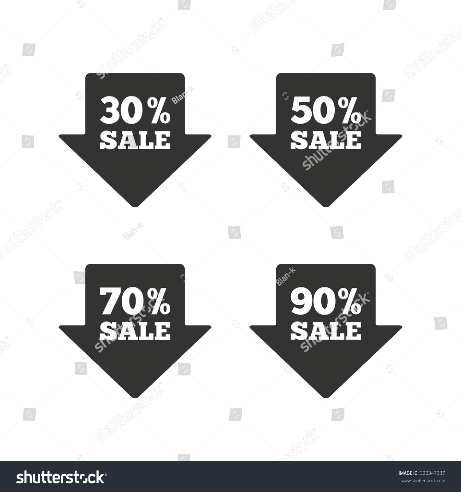 Sale Arrow Tag Icons. Discount Special Offer Symbols. 30%, 50%, 70% And ...