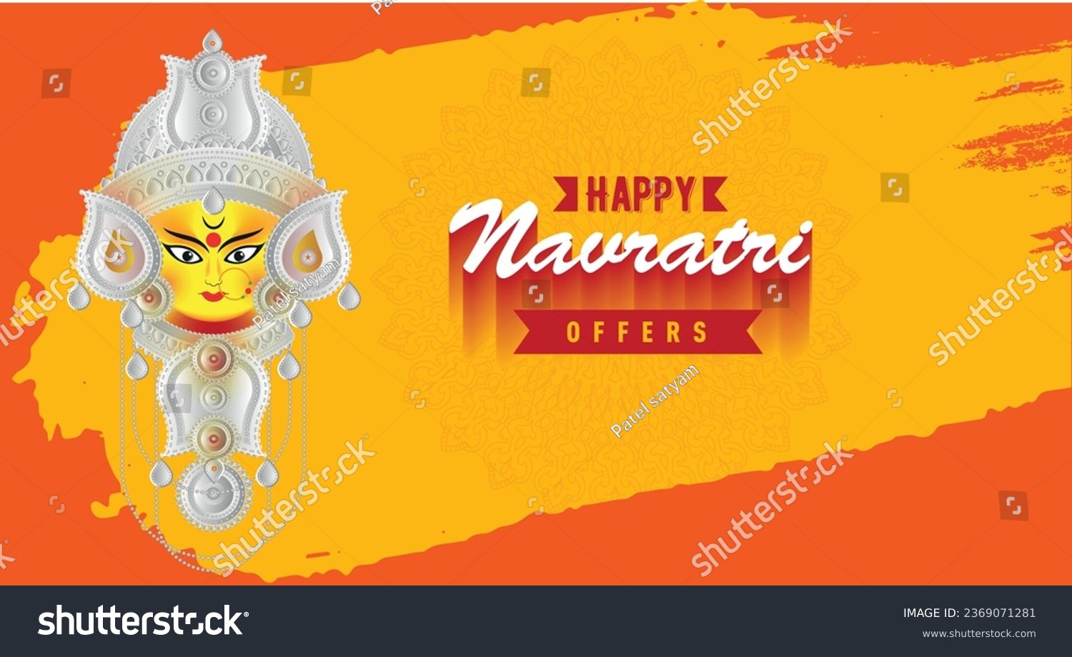 SVG of Sale Banner for Indian Festival of Navratri Celebration, Big Navratri Discount Sale Offer Logo design, Sticker, Concept,  Template, Icon, Poster, Unit, Label, Mnemonic with Durga Maa in india svg