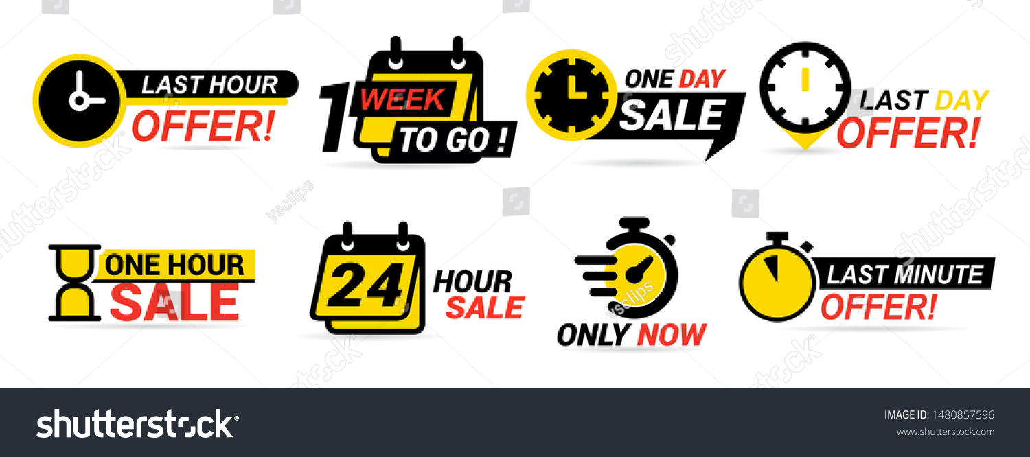 SVG of Sale countdown badges. Last minute offer banner, one day sales and 24 hour sale promo stickers. business limited special promotions, best deal badge. Isolated vector icons set svg