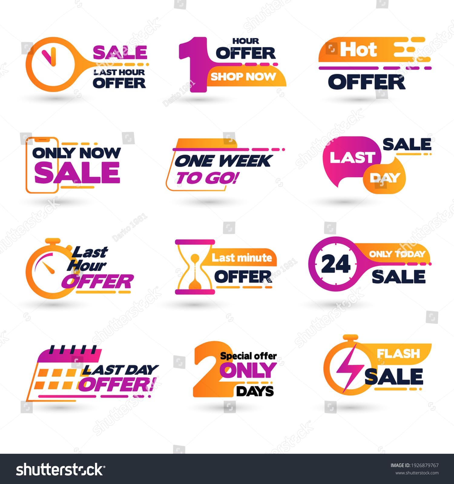 SVG of Sale countdown badges. Last minute offer banner, one day sales and 24 hour sale promo stickers. Business limited special promotions, best deal badge, discount. Vector Illustration svg