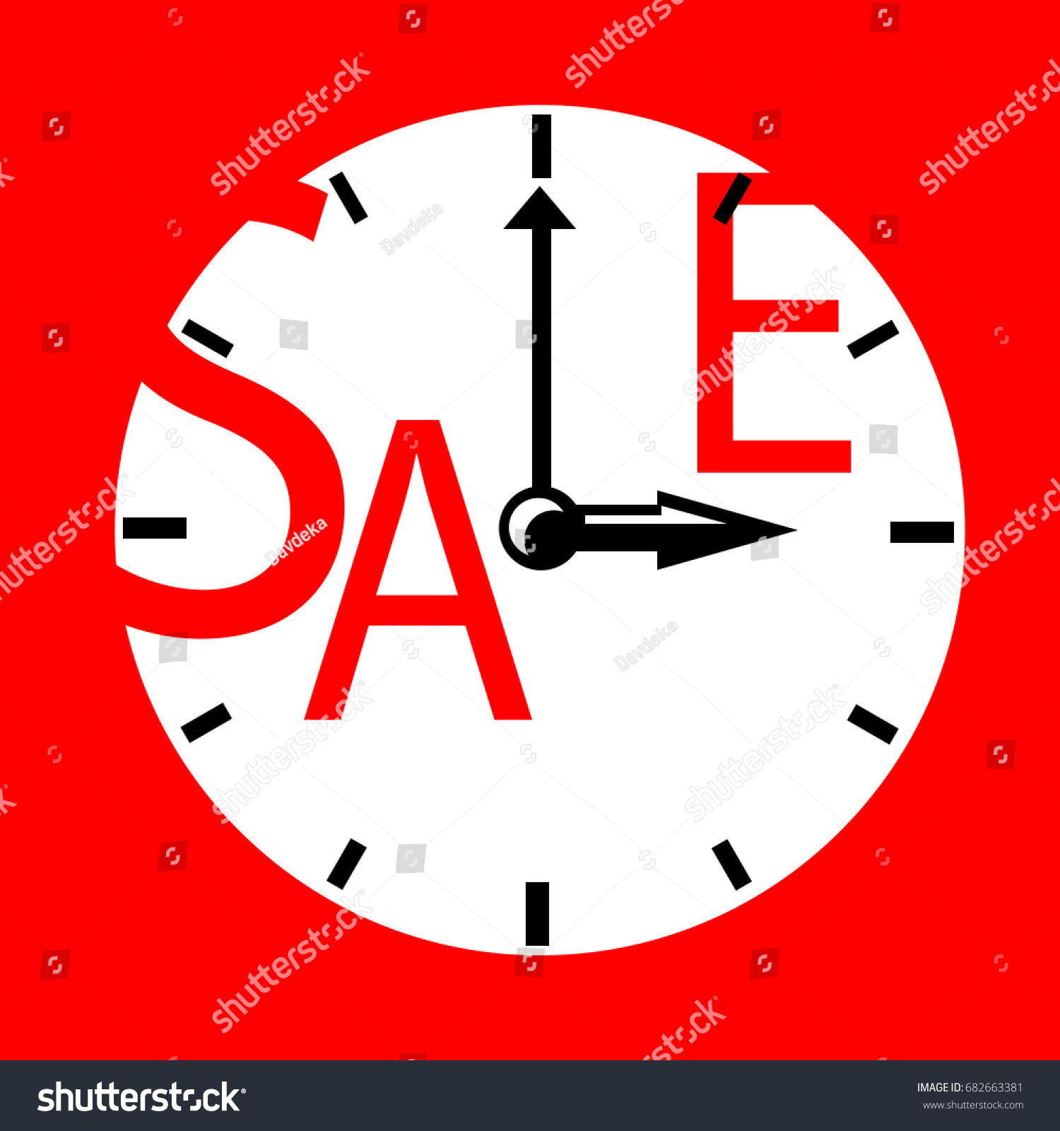 Sale Inscription Clocks Sales Event Square Stock Vector Royalty Free 682663381