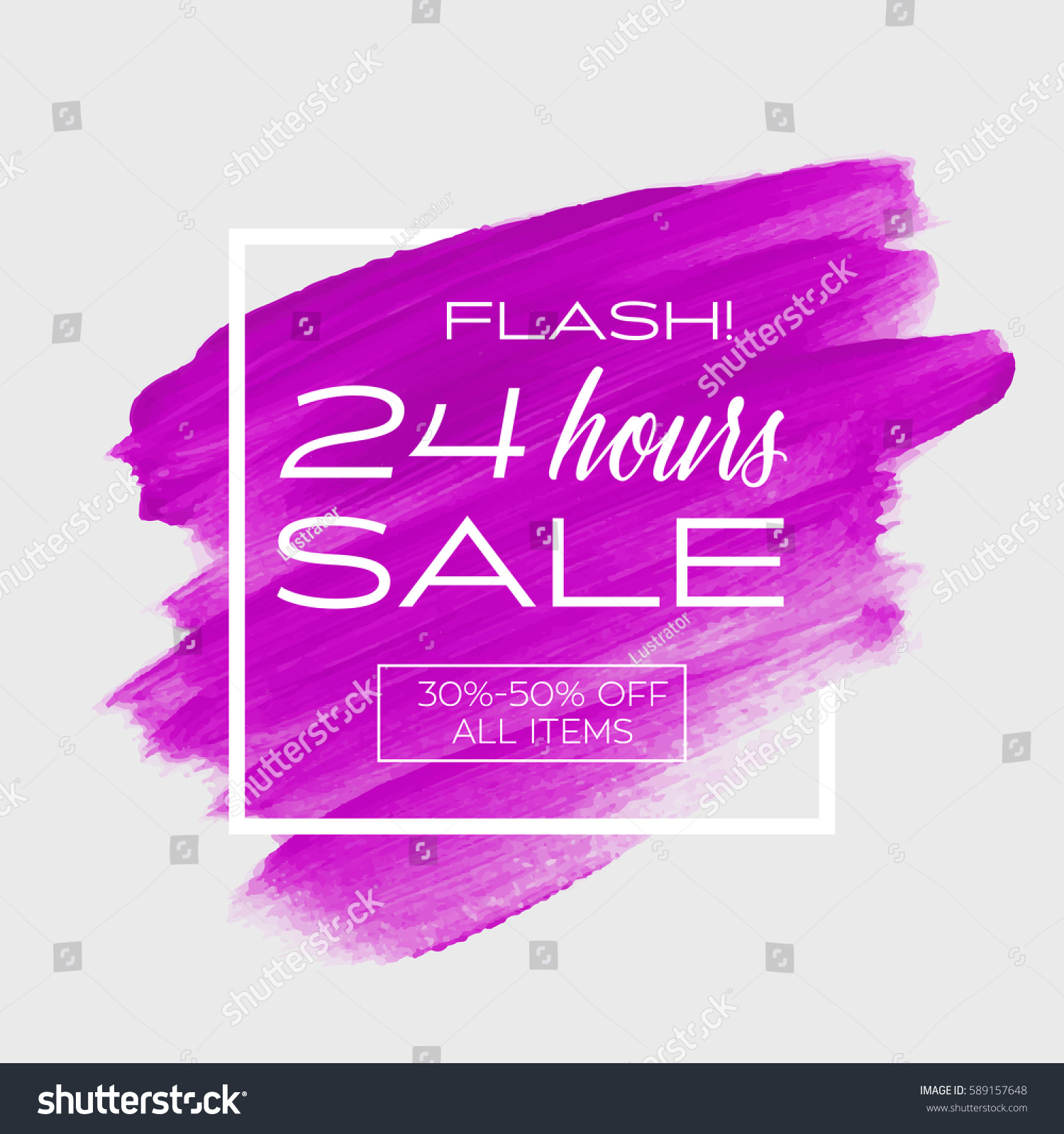 SVG of Sale special '24 hours' sign over art brush acrylic stroke paint abstract texture background vector illustration. Perfect watercolor design for a shop and sale banners. svg