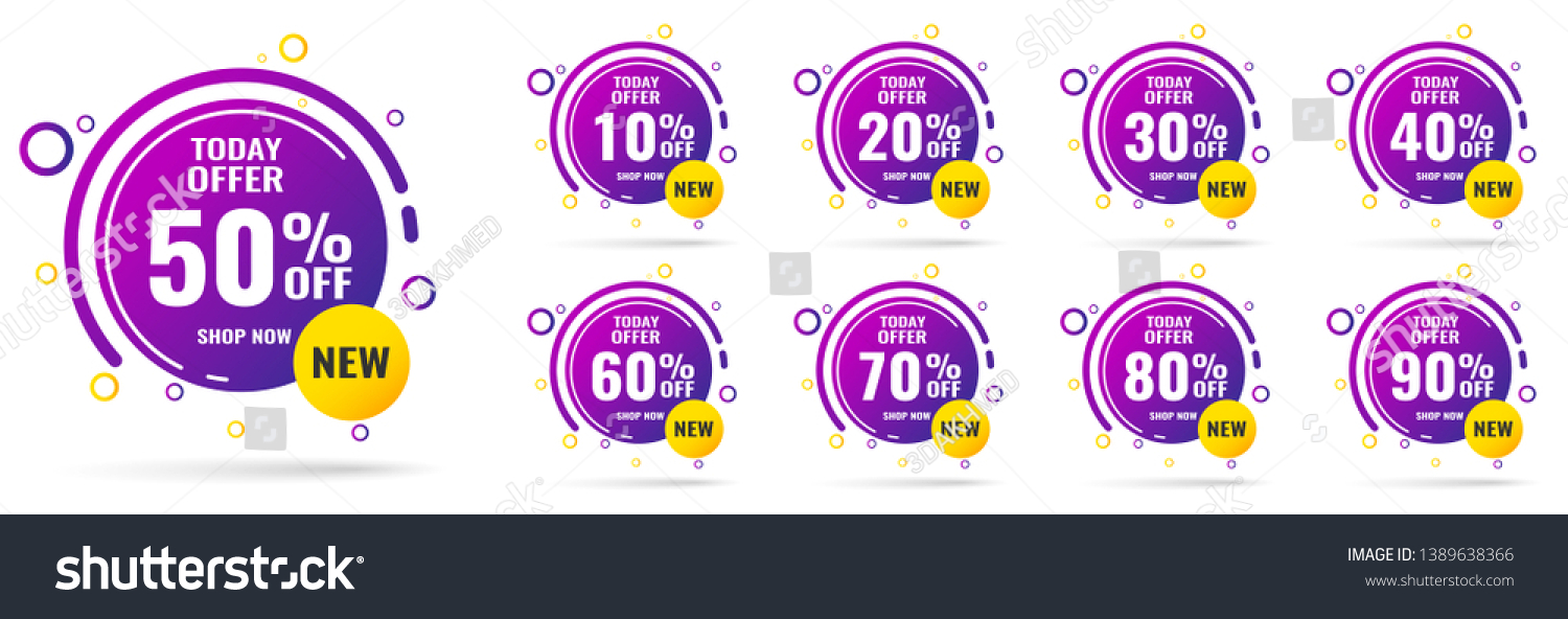 SVG of Sale tags set vector badges template, up to 10, 20, 90, 80, 30, 40, 50, 60, 70 percent off, vector illustracion. svg