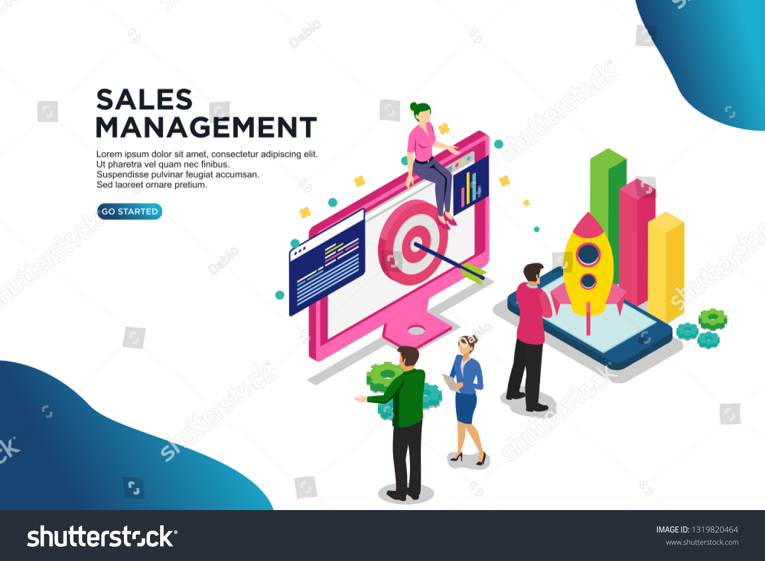 Sales Management Isometric Vector Illustration Concept Stock Vector ...