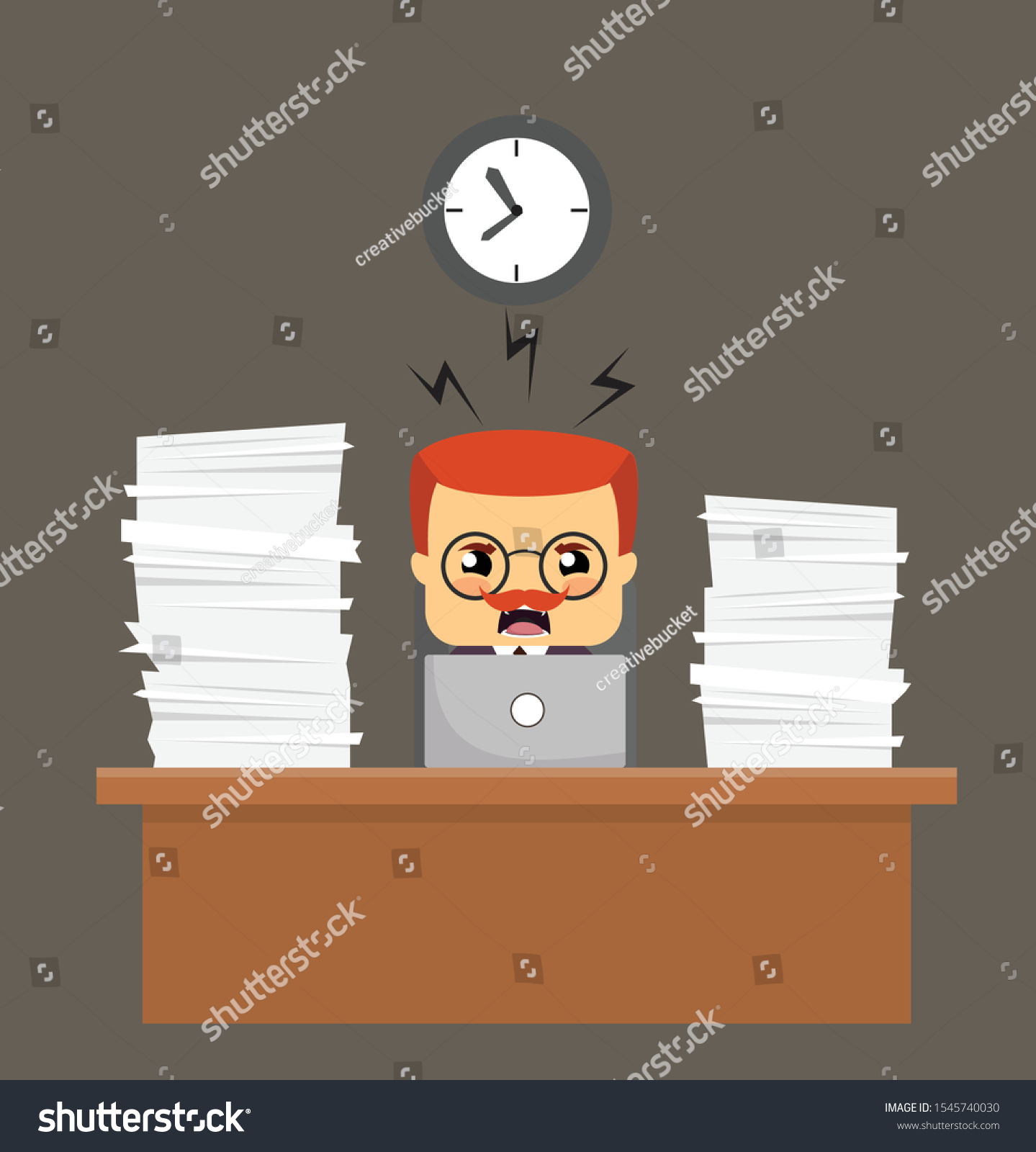 Salesman Boss Guy Frustrated Office Work Stock Vector (Royalty Free ...