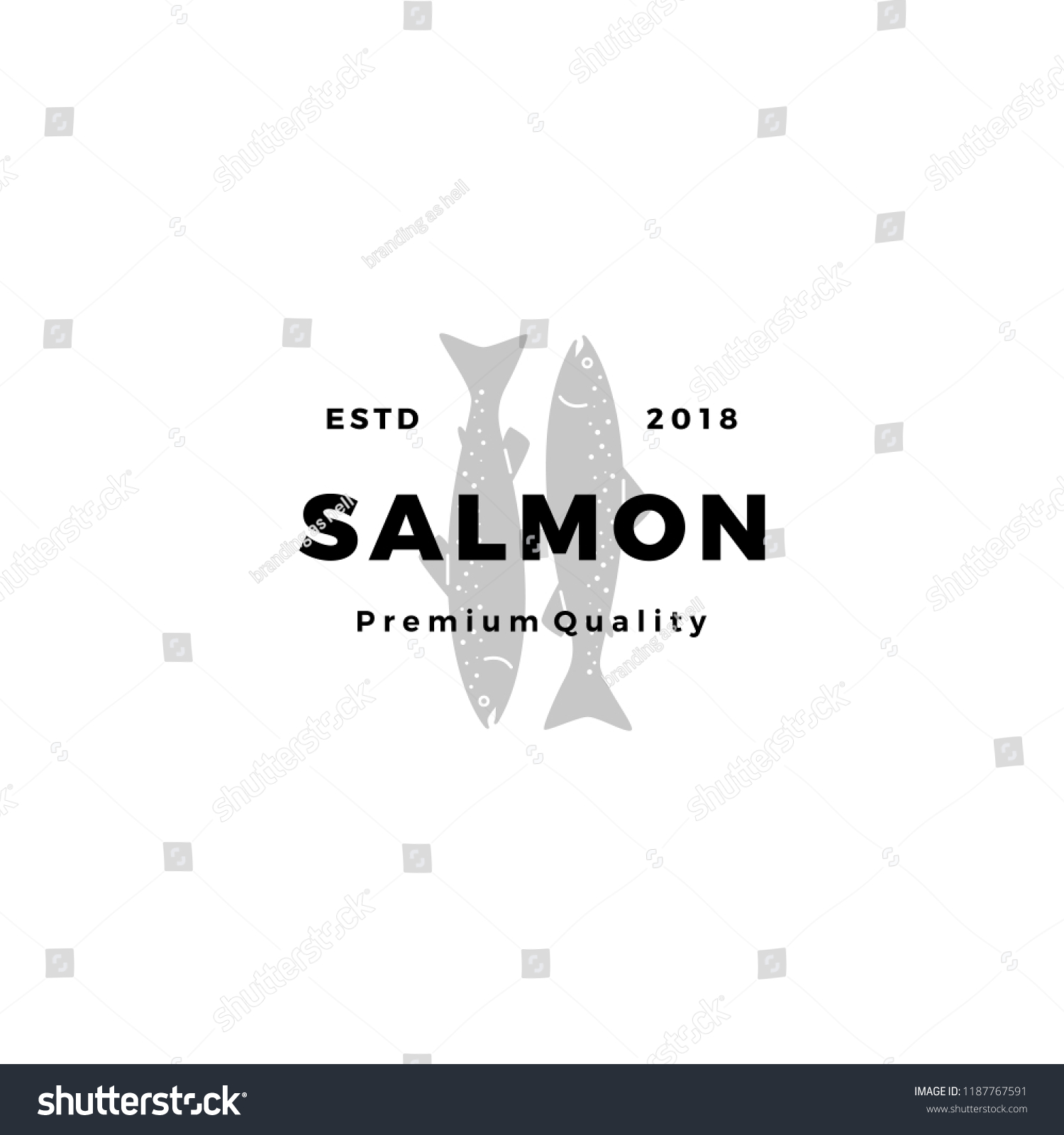 Salmon Fish Logo Seafood Label Badge Stock Vector (Royalty Free) 1187767591