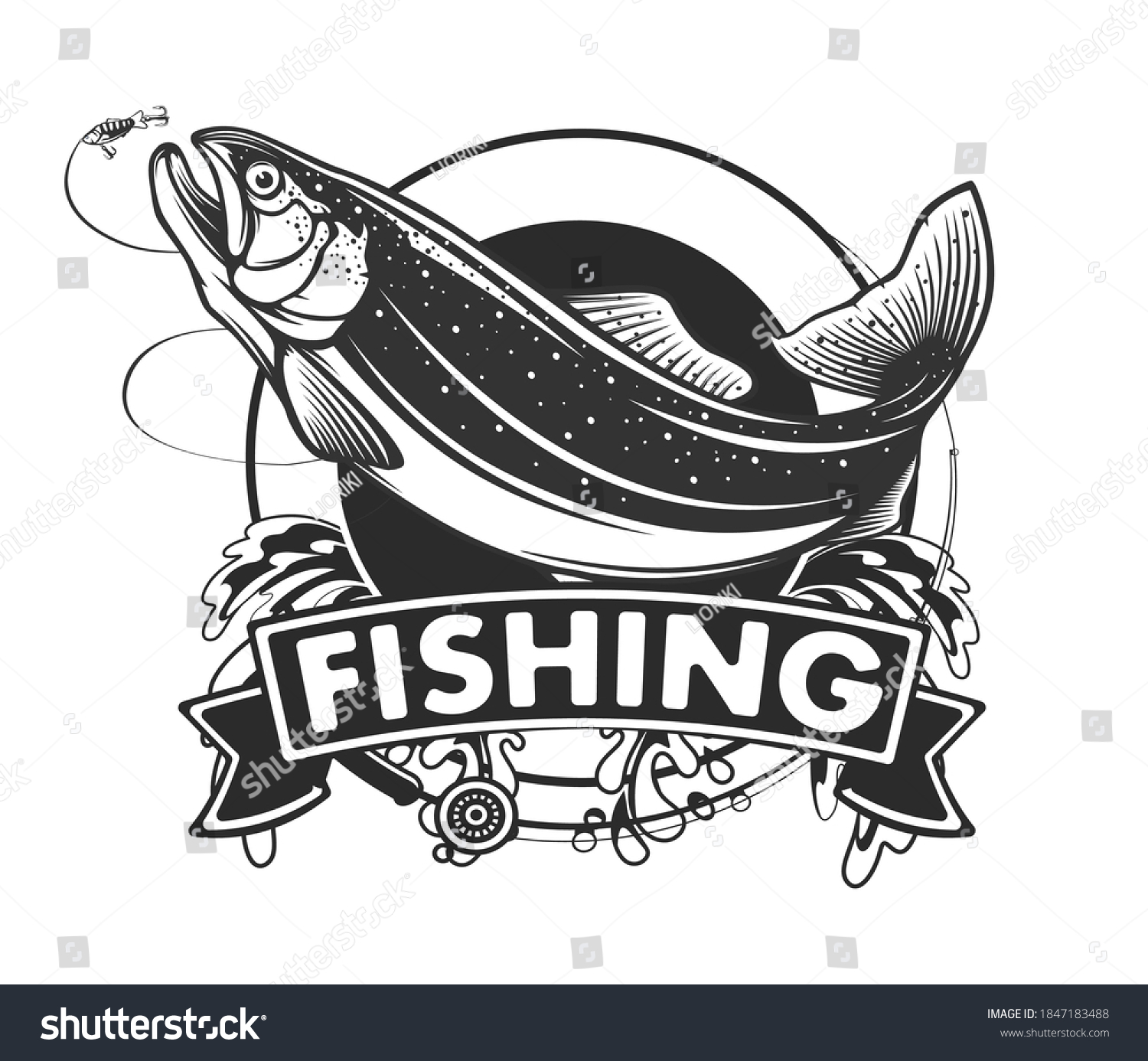 Salmon Fishing Logo Rainbow Trout Fish Stock Vector (Royalty Free ...