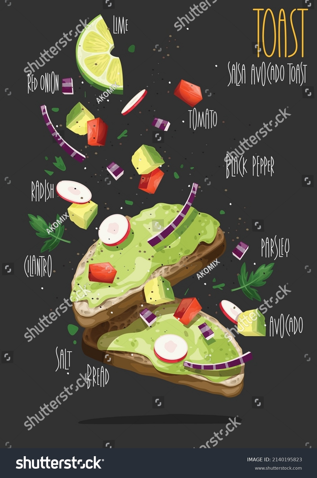 SVG of Salsa avocado toast. Vector illustration svg