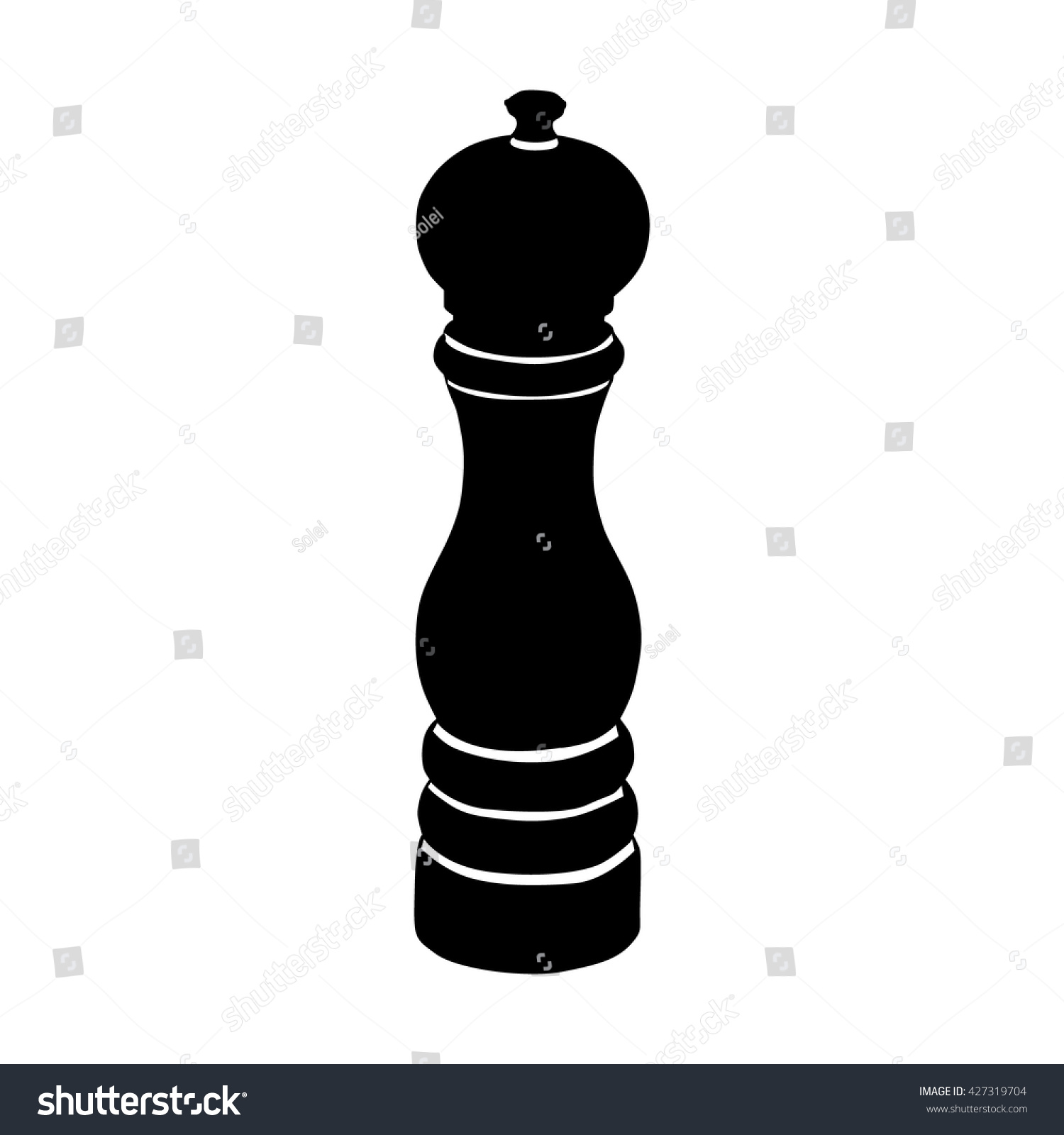 Salt Pepper Mill Silhouette On White Stock Vector (Royalty Free ...