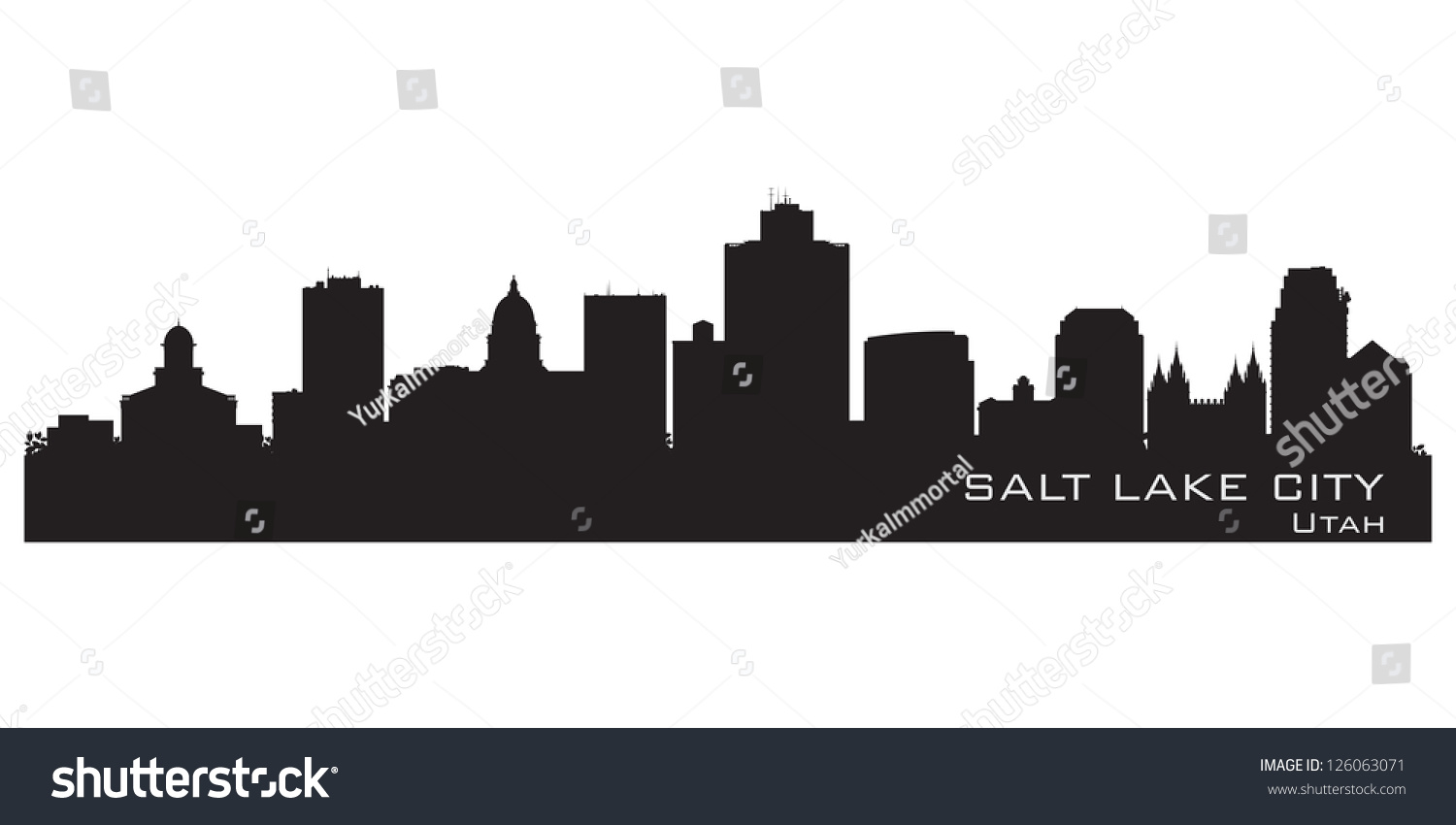 Salt Lake City Utah Skyline Detailed Stock Vector (Royalty Free) 126063071