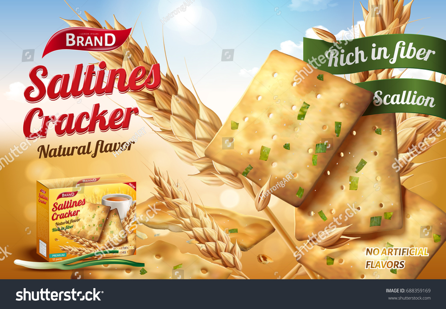 Saltines Cracker Ads Tasty Saltines Salty Stock Vector (Royalty Free