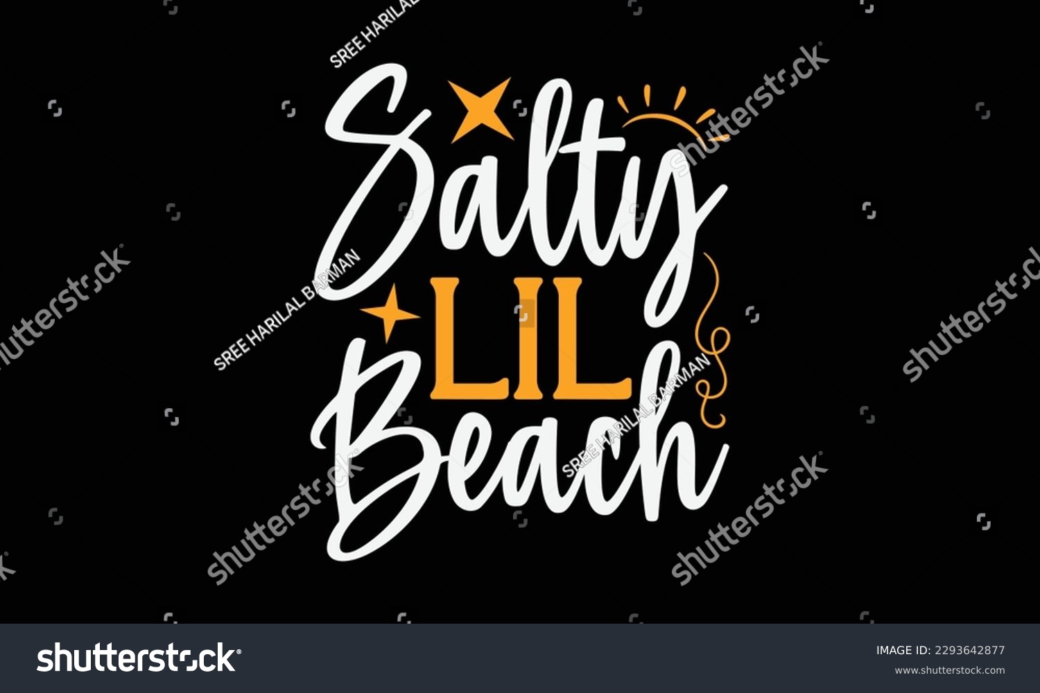 SVG of Salty lil beach - Summer Svg typography t-shirt design, Hand drawn lettering phrase, Greeting cards, templates, mugs, templates, brochures, posters, labels, stickers, eps 10. svg