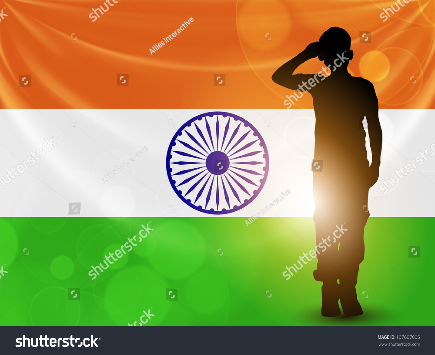 Saluting Soldier Silhouette On Indian Flag Stock Vector (Royalty Free ...