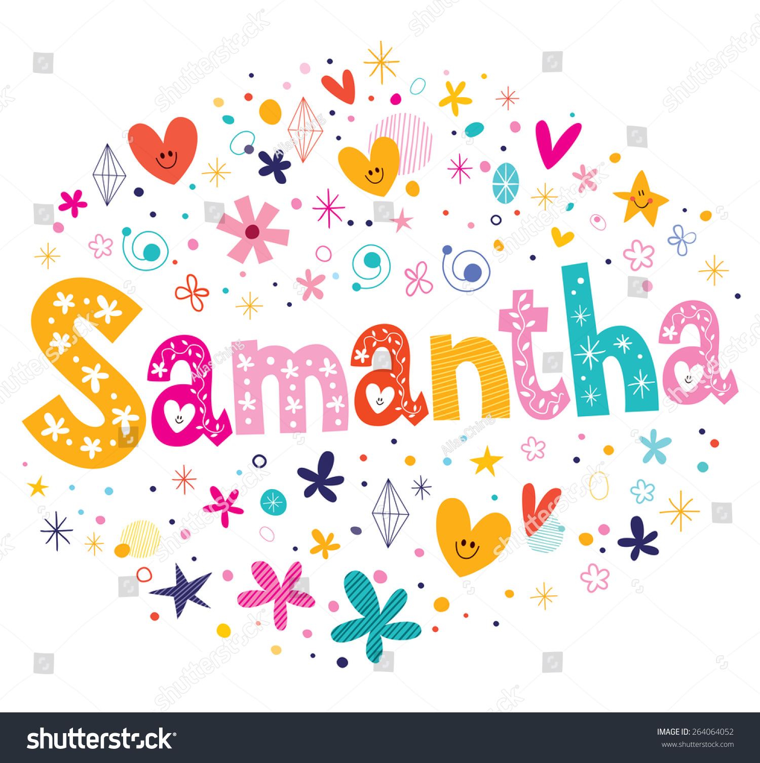 Samantha Girls Name Decorative Lettering Type Design Stock Vector ...