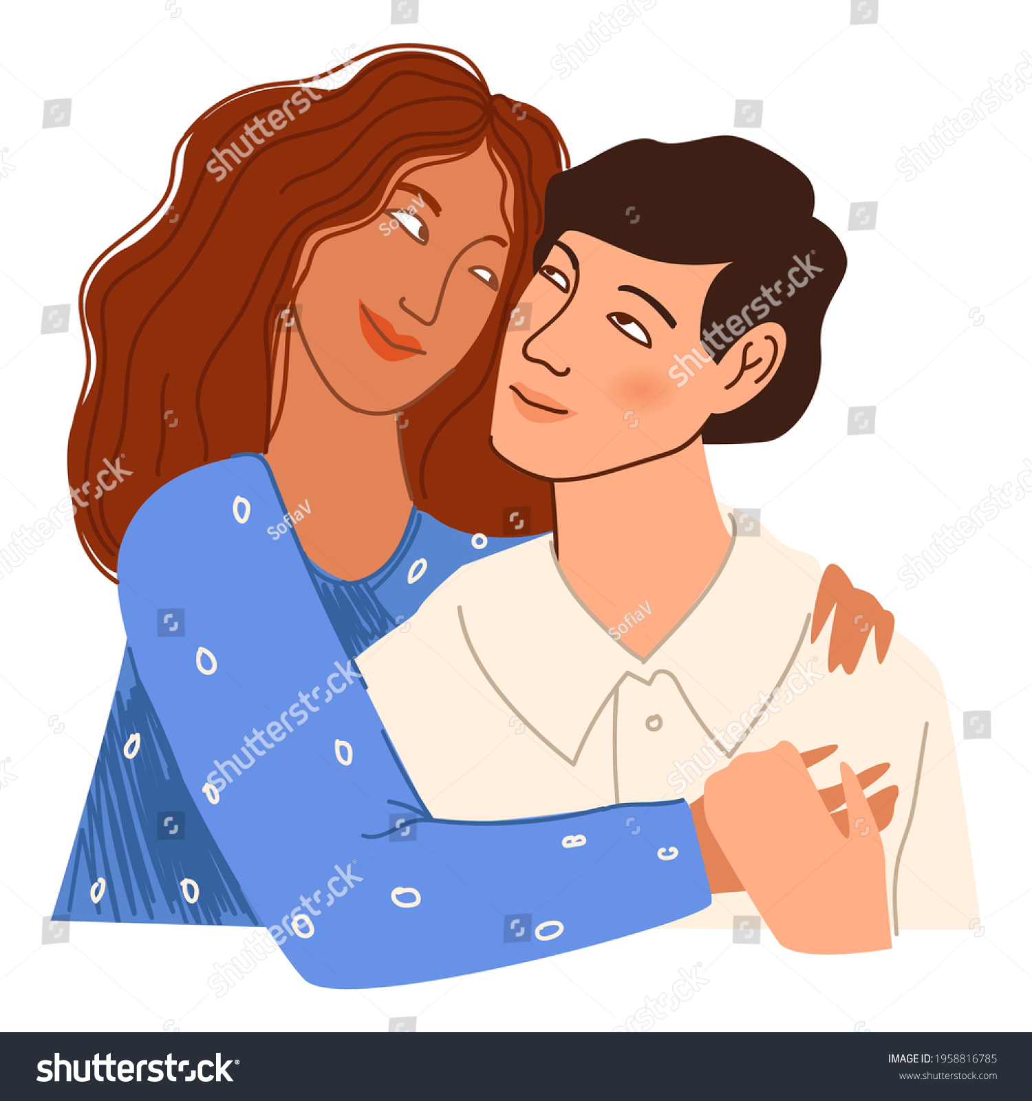 Same Sex Couple Love Cuddling Hugging Stock Vector Royalty Free 1958816785 Shutterstock 