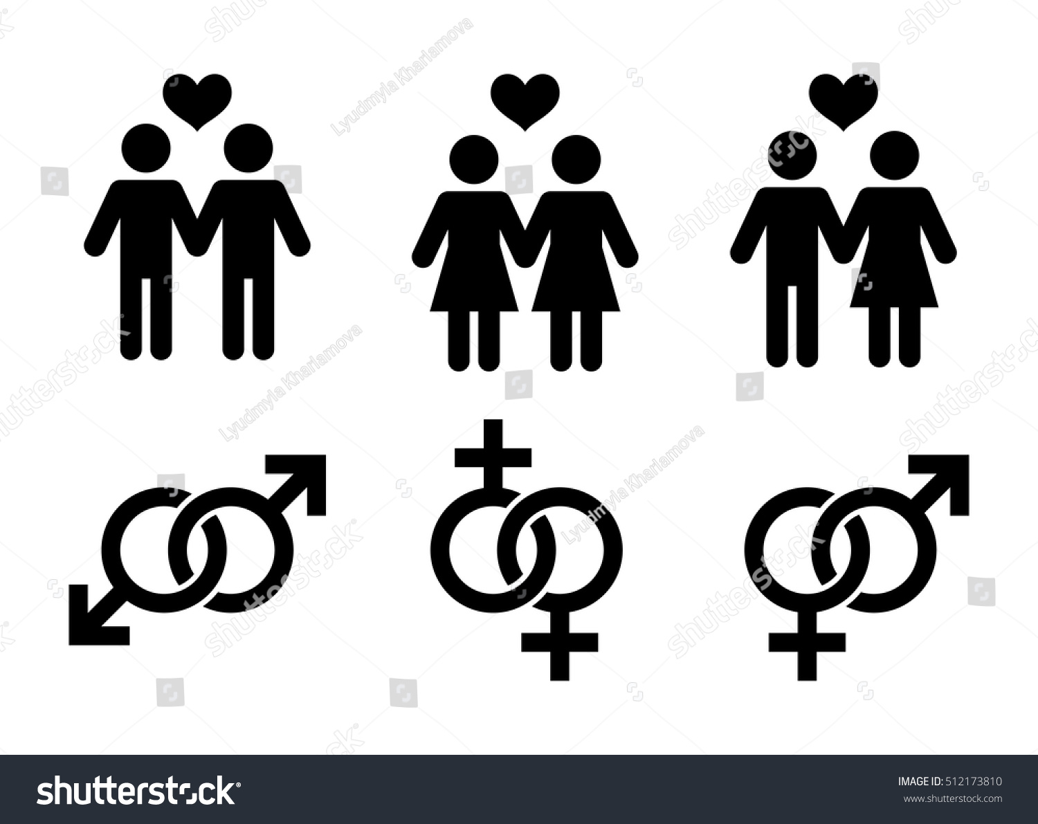 Samesex Couples Flat Icon Sign Same Stock Vector 512173810 Shutterstock 