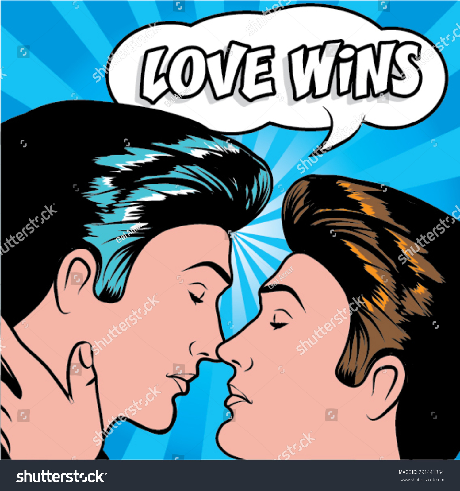 Same marriage LOVE WINS vector illustration Couple kissing