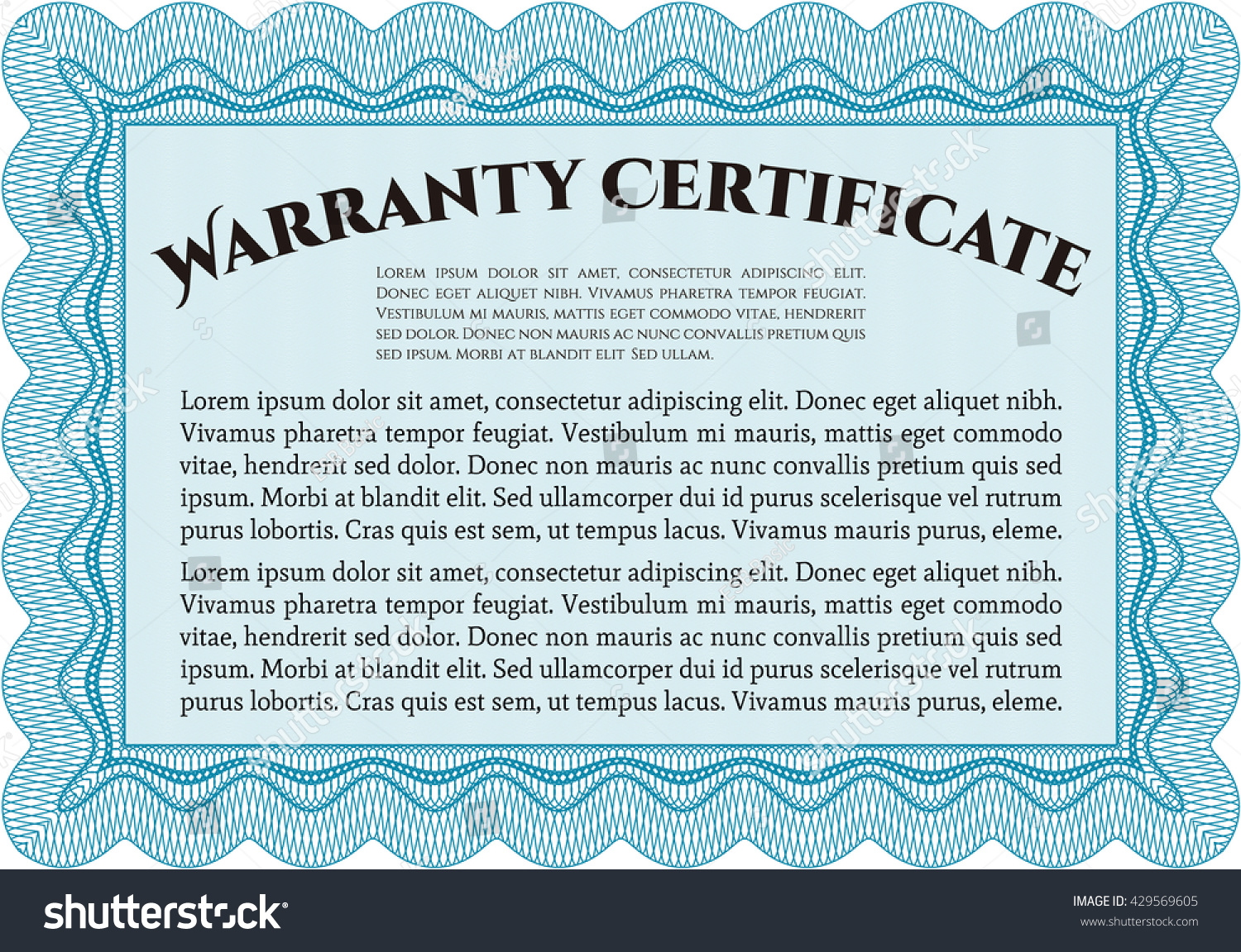 Sample Warranty Border Frame Linear Background Stock Vector (Royalty ...