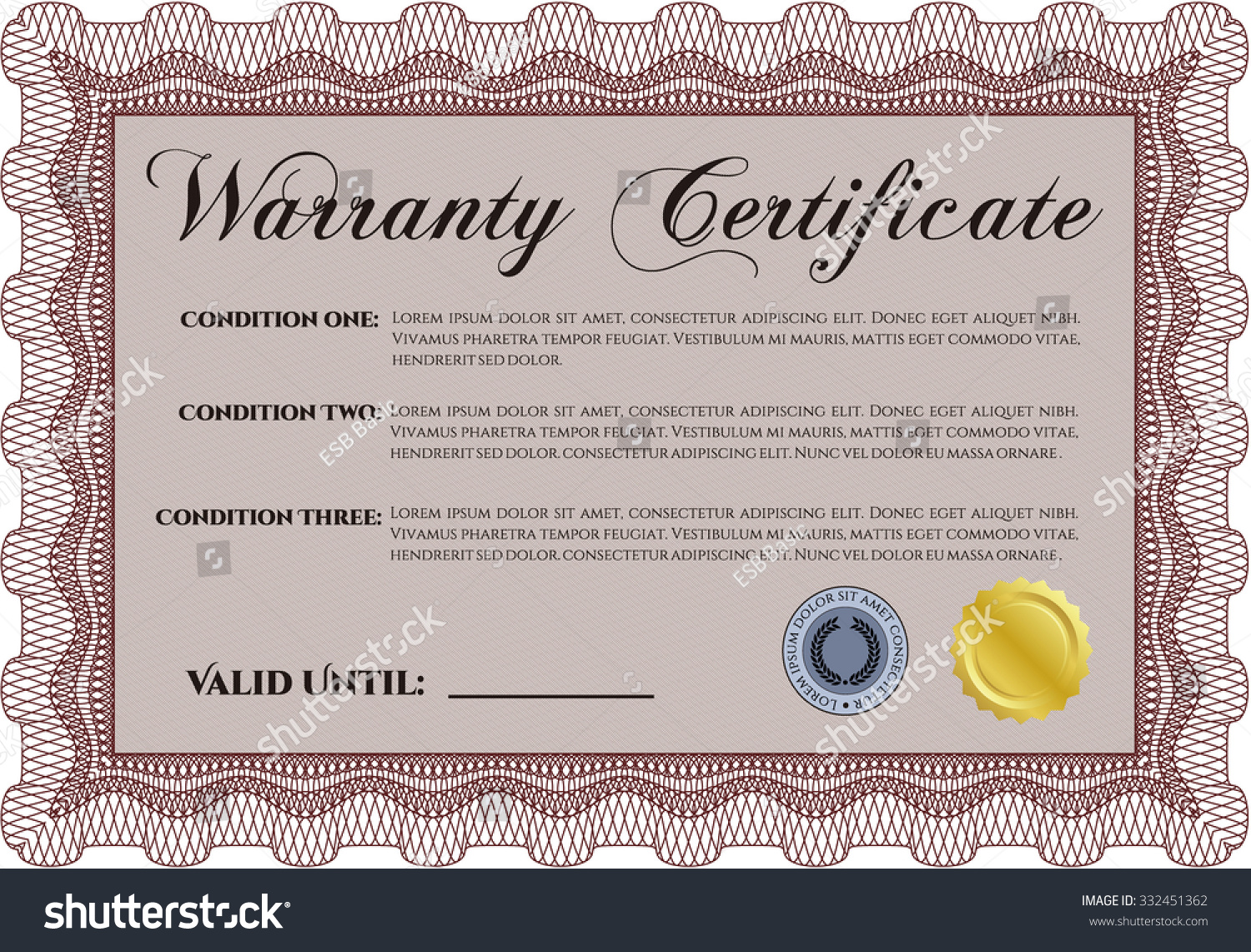 stock vector sample warranty certificate very customizable easy to print complex frame design 332451362