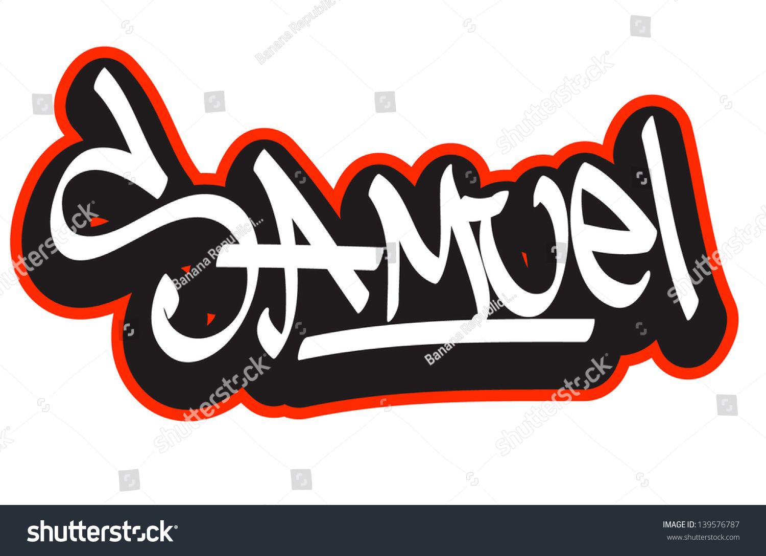 Samuel Graffiti Font Style Name Hiphop Stock Vector Royalty Free