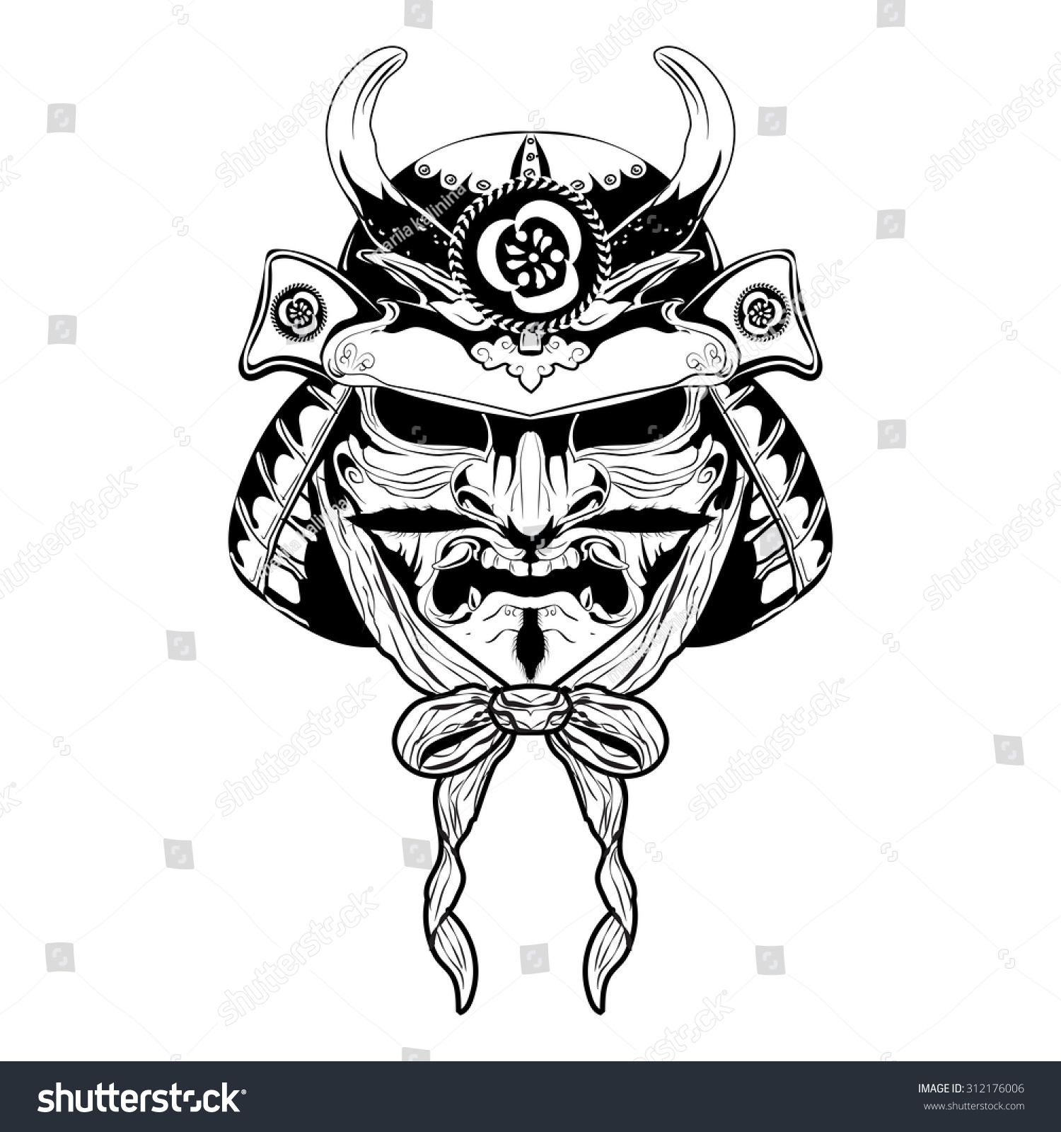 Samurai Japan Mask Stock Vector 312176006 - Shutterstock