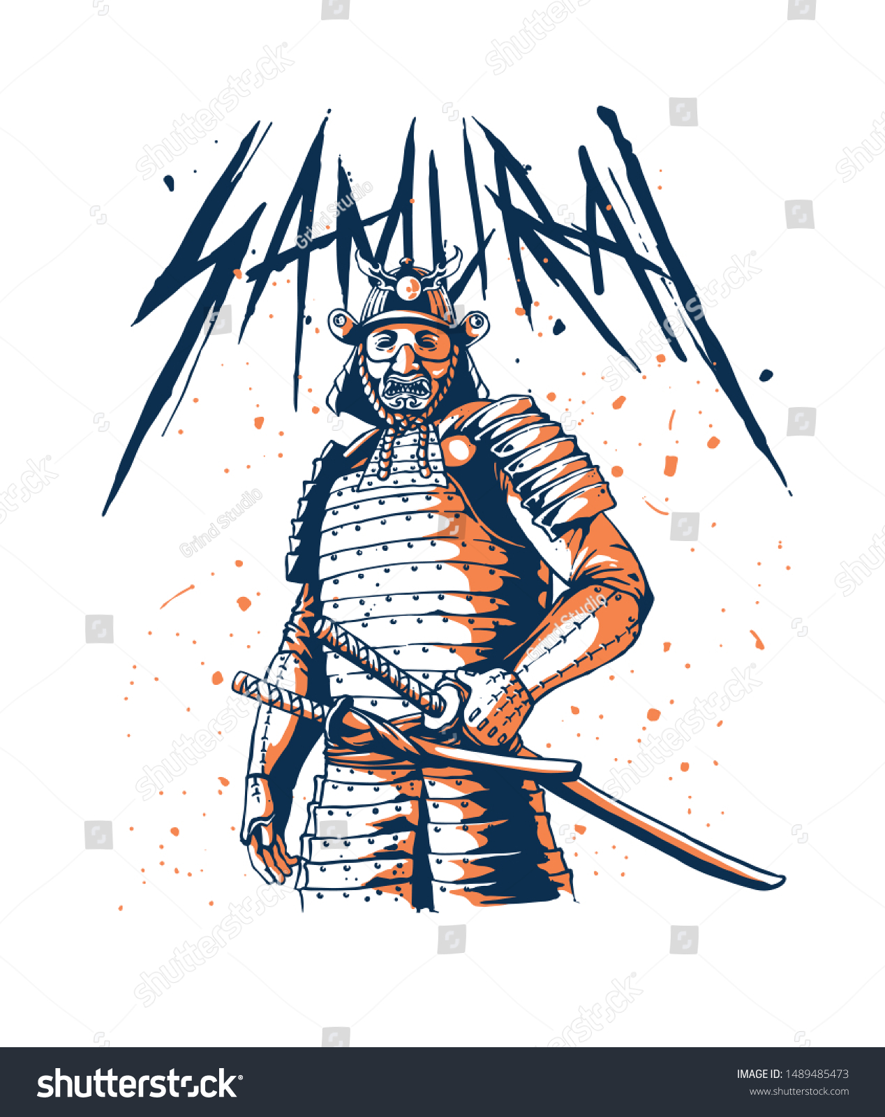 Samurai Japanese Warrior On Illustration Stock Vector Royalty Free