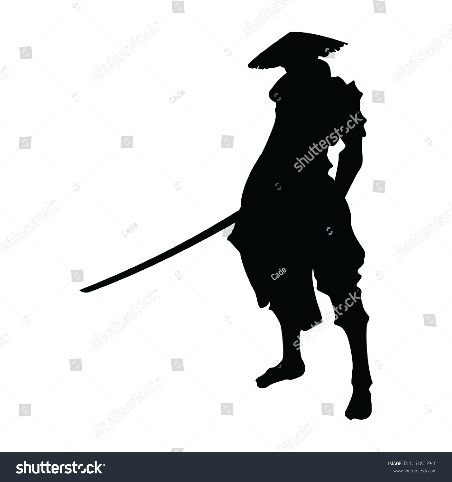 Samurai Silhouette Warrior Sword Ninja Japanese Stock Vector (Royalty ...