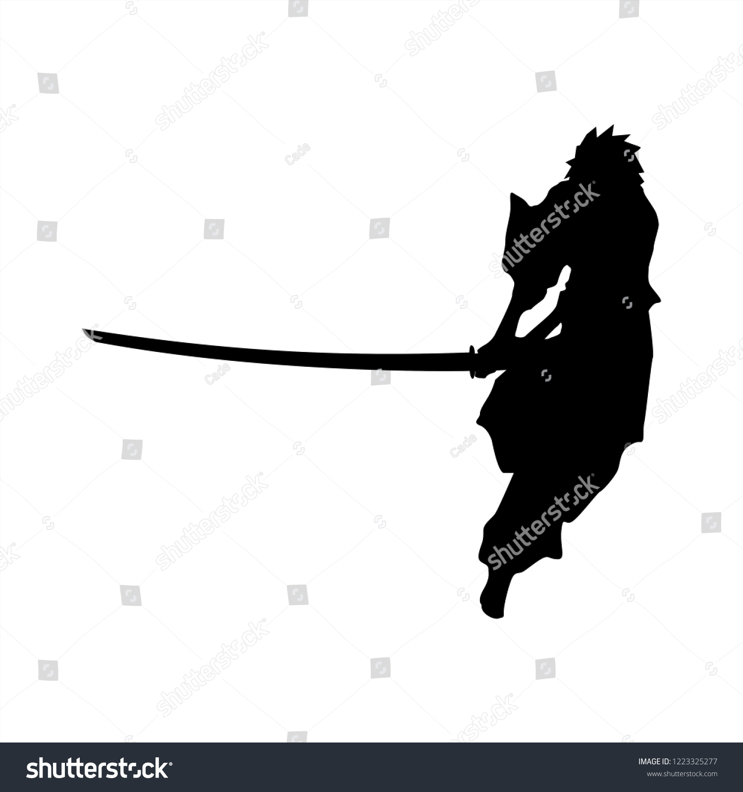 Samurai Silhouette Warrior Sword Ninja Japanese のベクター画像素材 ロイヤリティフリー