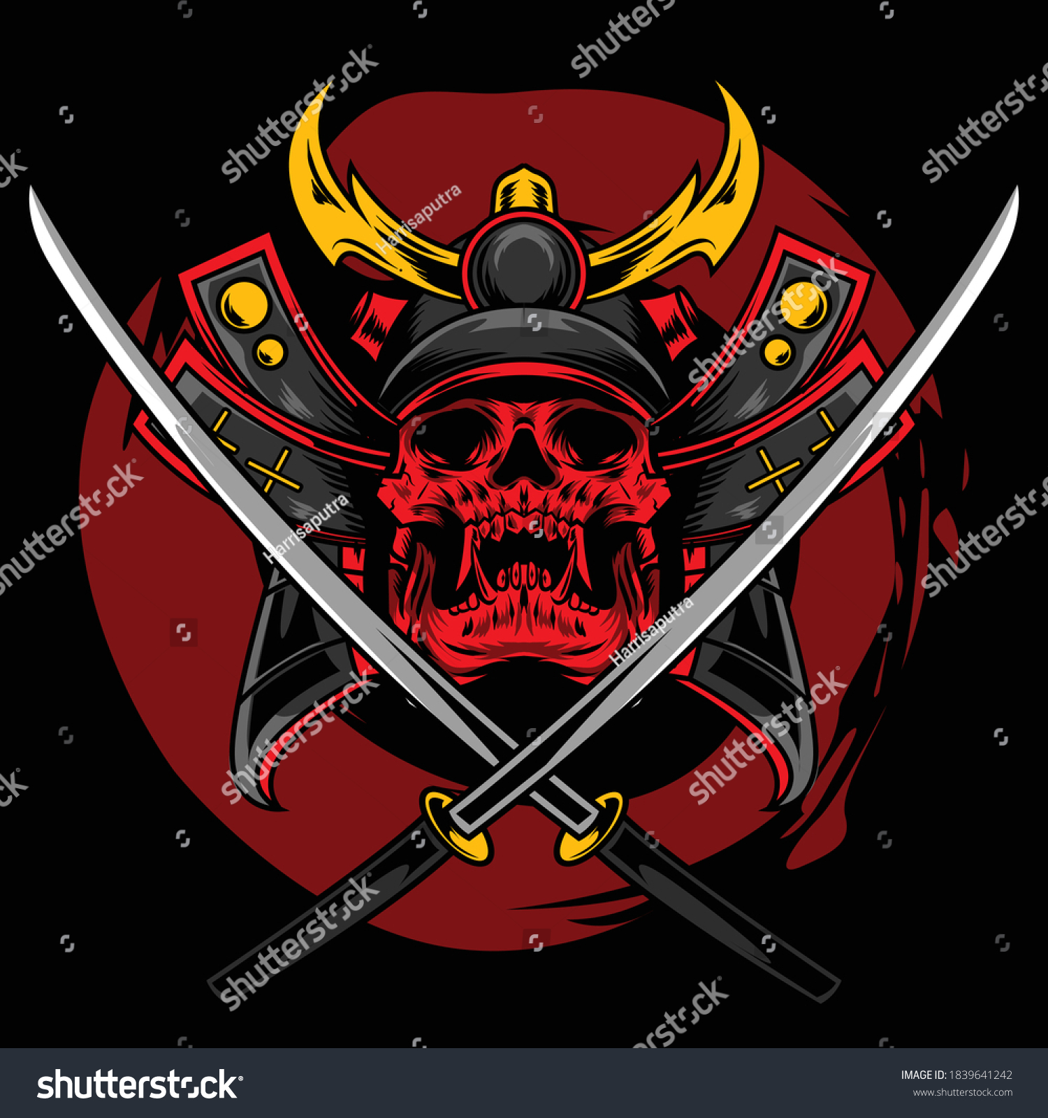 Samurai Skull Illustration Available Your Custom Stock Vector (Royalty ...