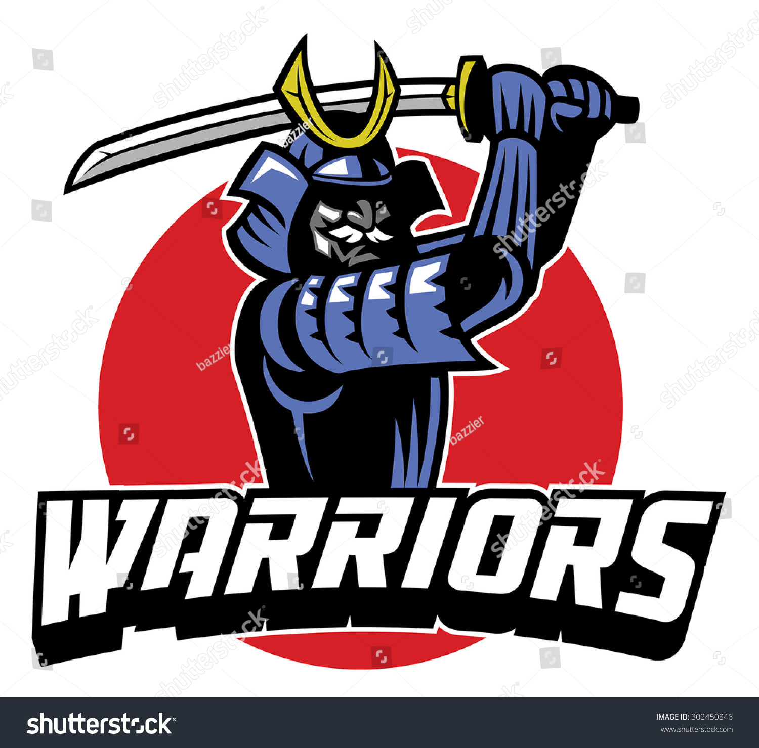 Samurai Warrior Mascot Stock Vector Illustration 302450846 : Shutterstock