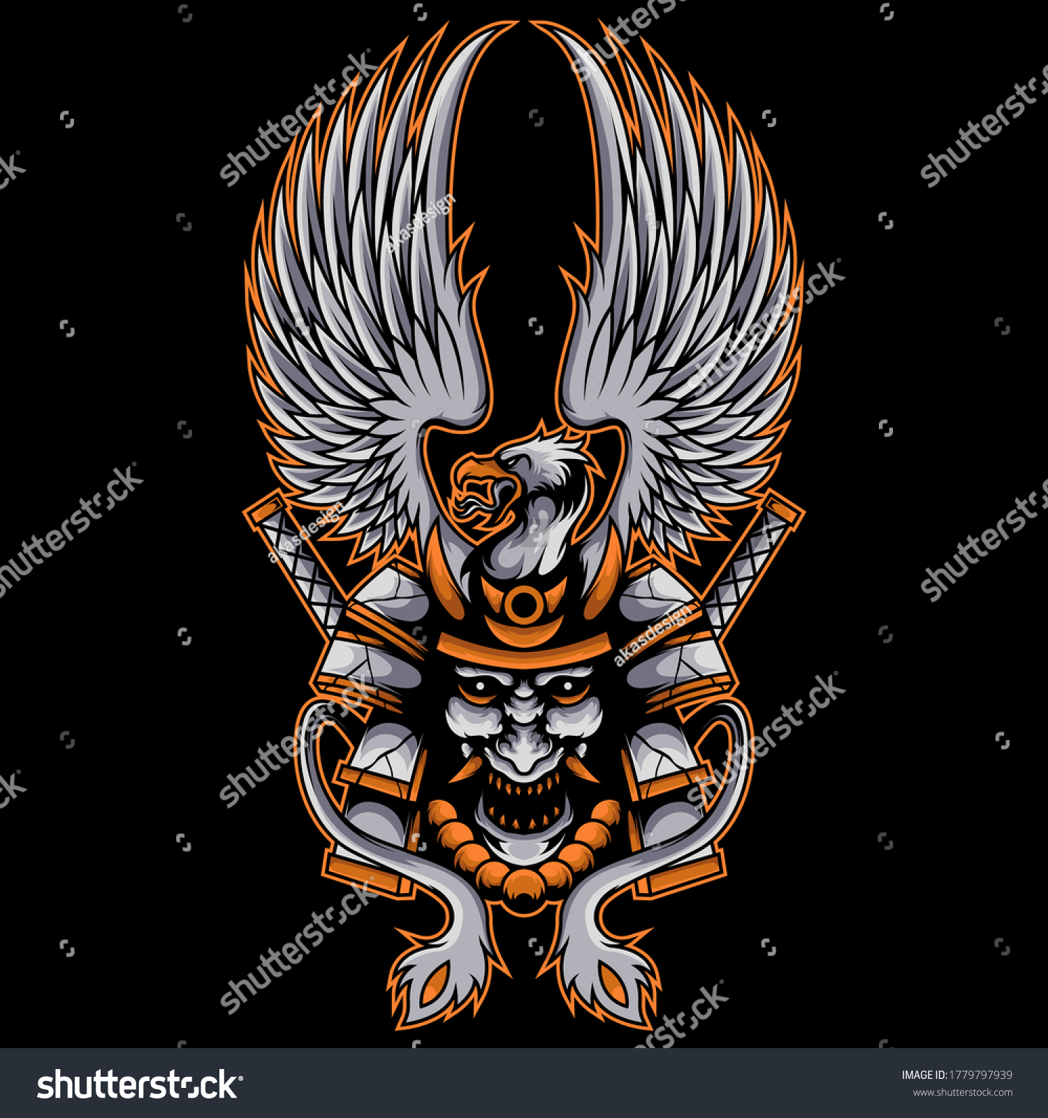 Samurai Warrior Ronin Eagle Hawk Illustration Stock Vector (Royalty ...