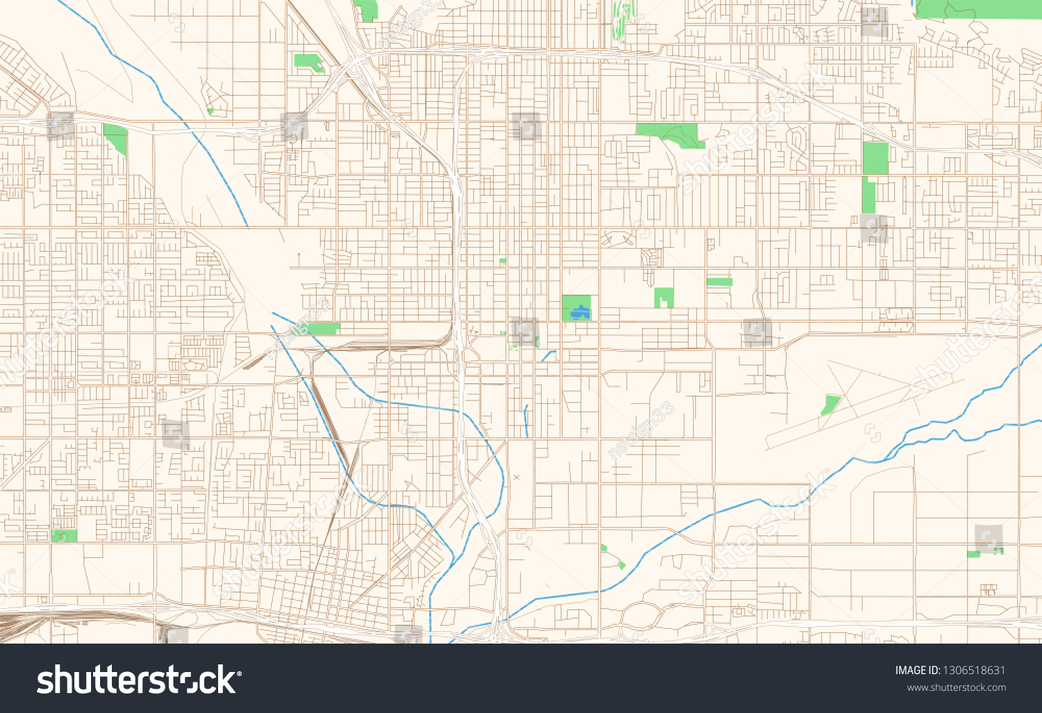 San Bernardino California Printable Map Excerpt Stock Vector (Royalty ...