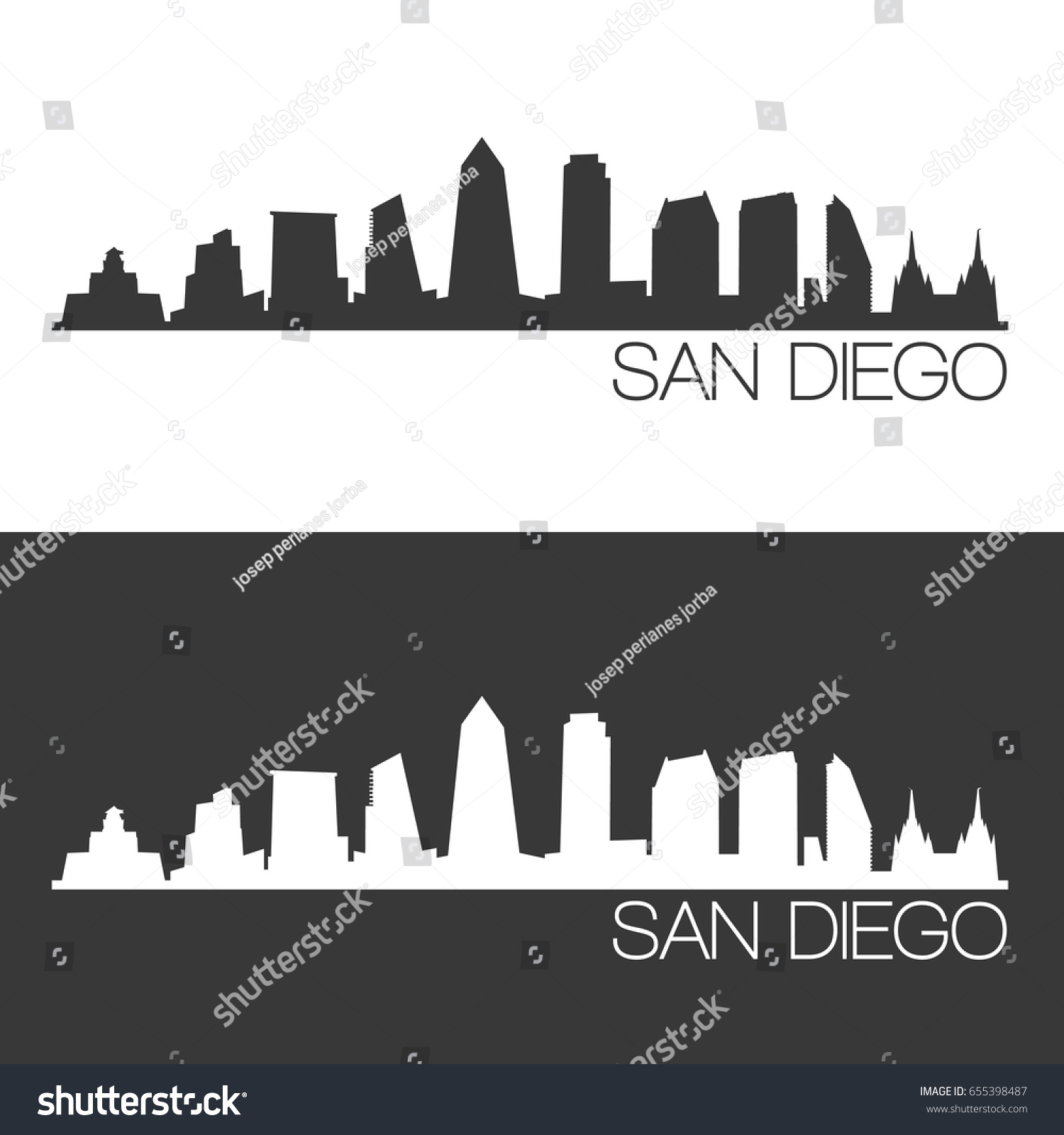 San Diego Skyline Silhouette Abstract Design Stock Vector (Royalty Free ...