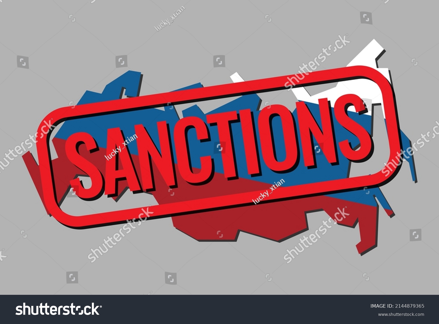 Sanctions Russia Russia Map Red Stamps Stock Vector (Royalty Free ...