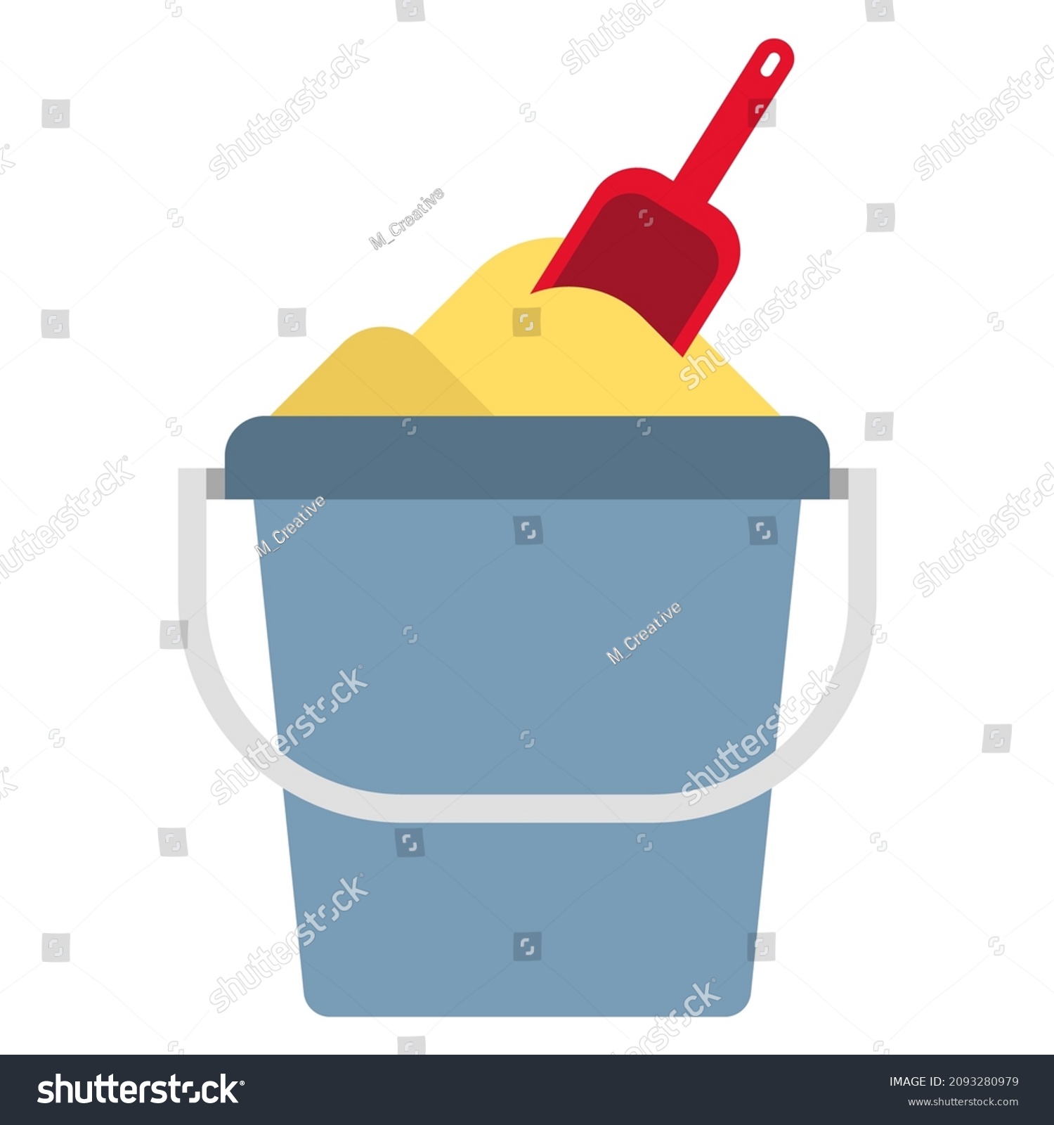 Sand Bucket Shovel Flat Clipart Vector Stock Vector (Royalty Free ...