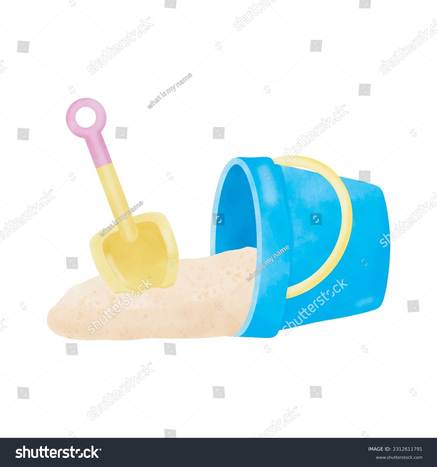 SVG of Sand bucket and shovel toy watercolor cartoon on white background vector illustration svg
