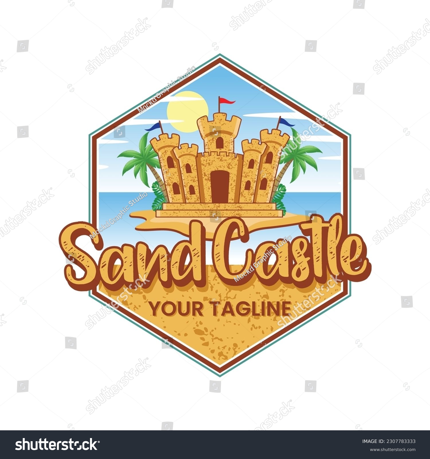 SVG of Sand castle logo design on white background svg