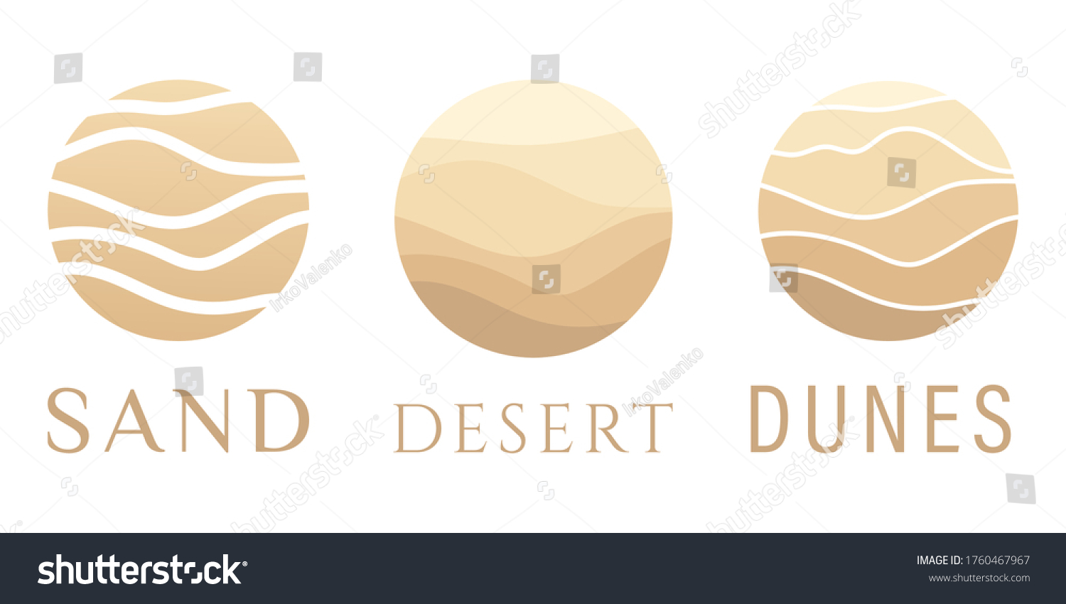 SVG of Sand, dunes, beach, desert abstract template logo pattern of wavy lines in beige color. Logo template, icon, badge, pictogram, symbol, sign for tourism, travel, hot places. Vector collection. svg