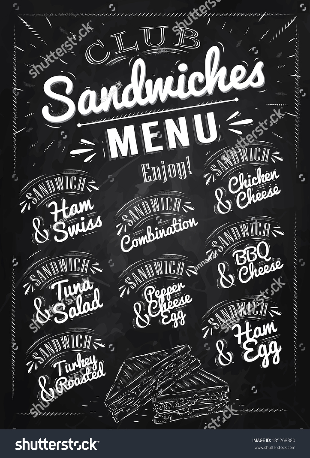 Sandwiches Menu Names Sandwiches Ham Swiss Stock Vector 