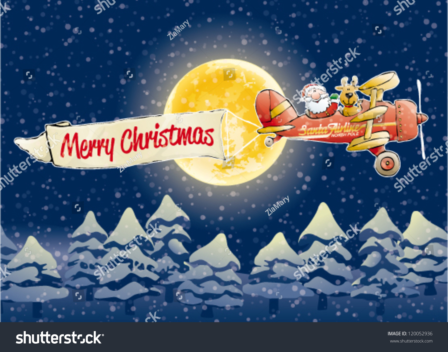 Santa Claus Airline Cartoon Illustration Flying Stock Vector 120052936 ...