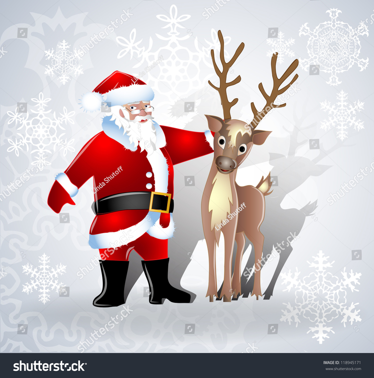 Download Santa Claus And Deer Together Stock Vector Illustration ...